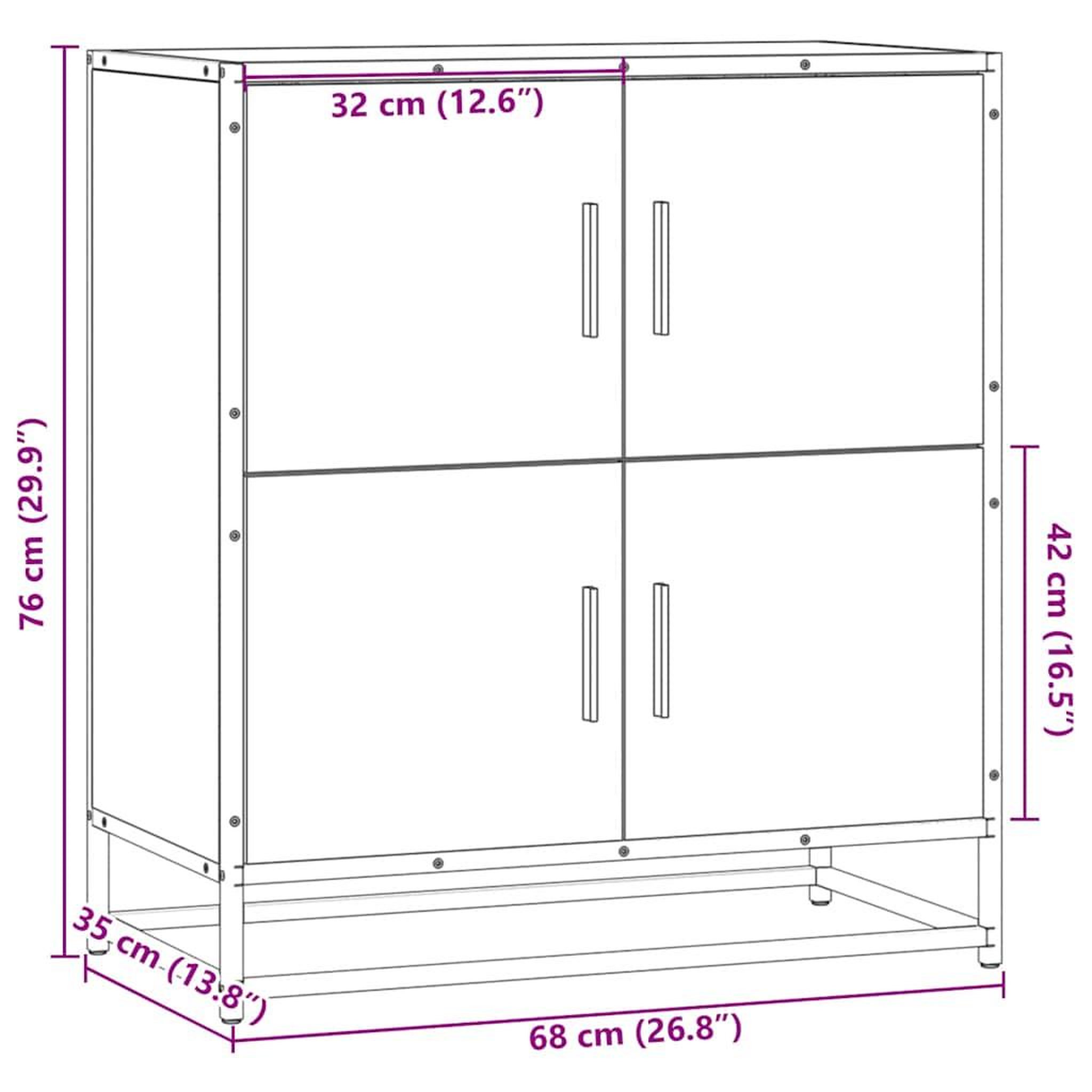 Voir la diapositive 6 : VIDAXL Buffet sonoma gris 68x35x76 cm bois d'ingenierie