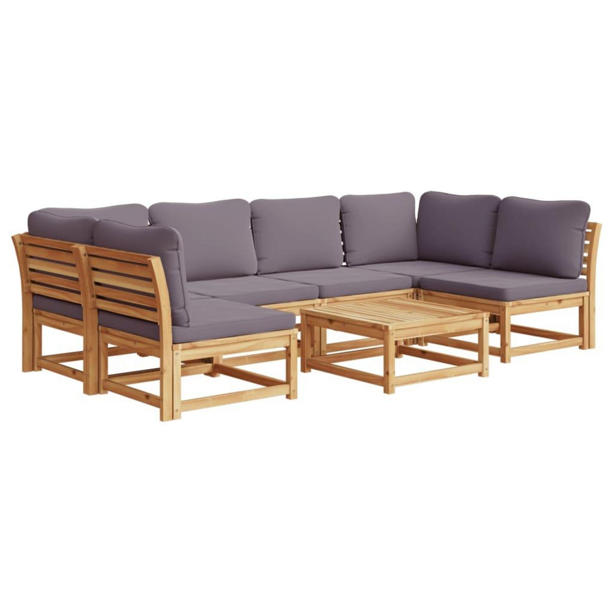 VIDAXL Salon de jardin avec coussins 7 pcs bois massif d'acacia