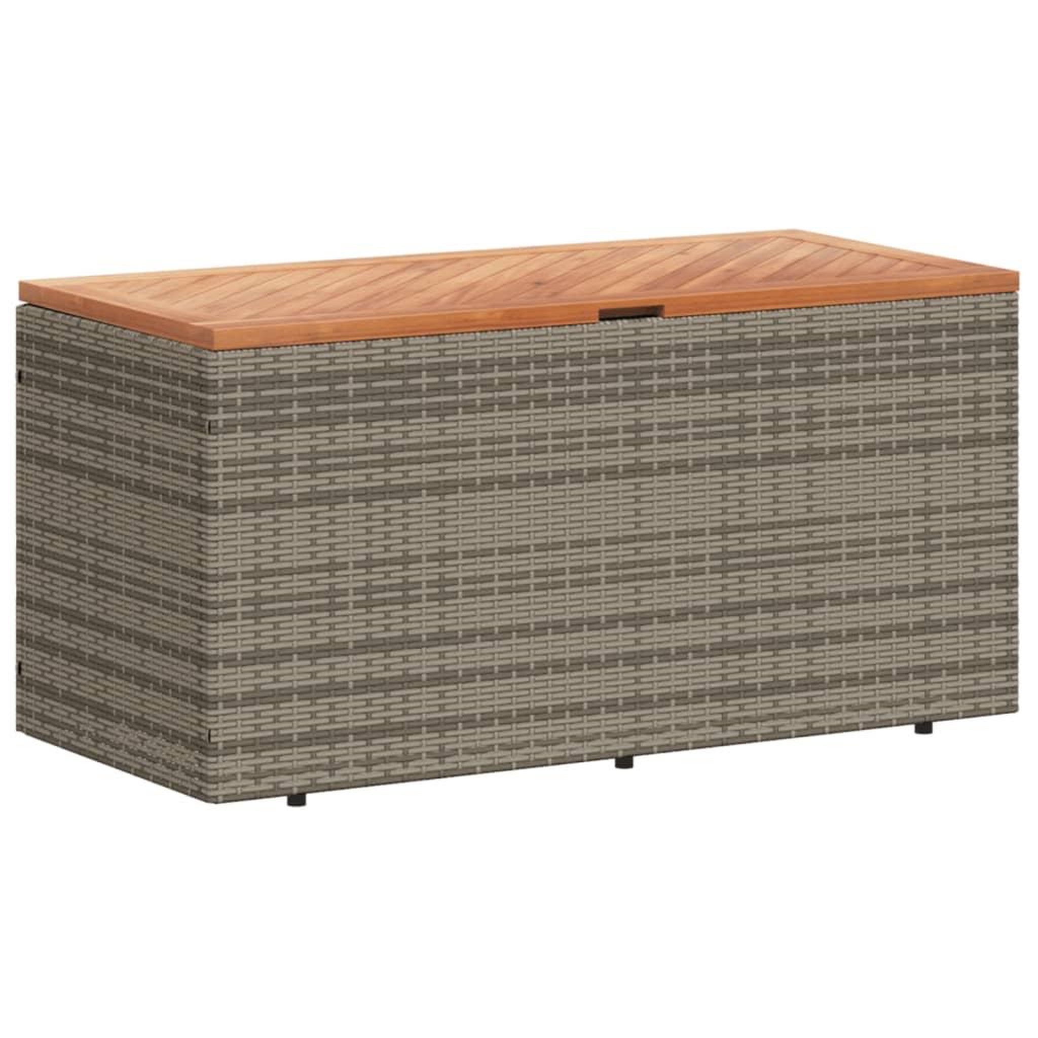 Voir la diapositive 2 : VIDAXL Boîte de rangement de jardin gris resine tressee bois d'acacia