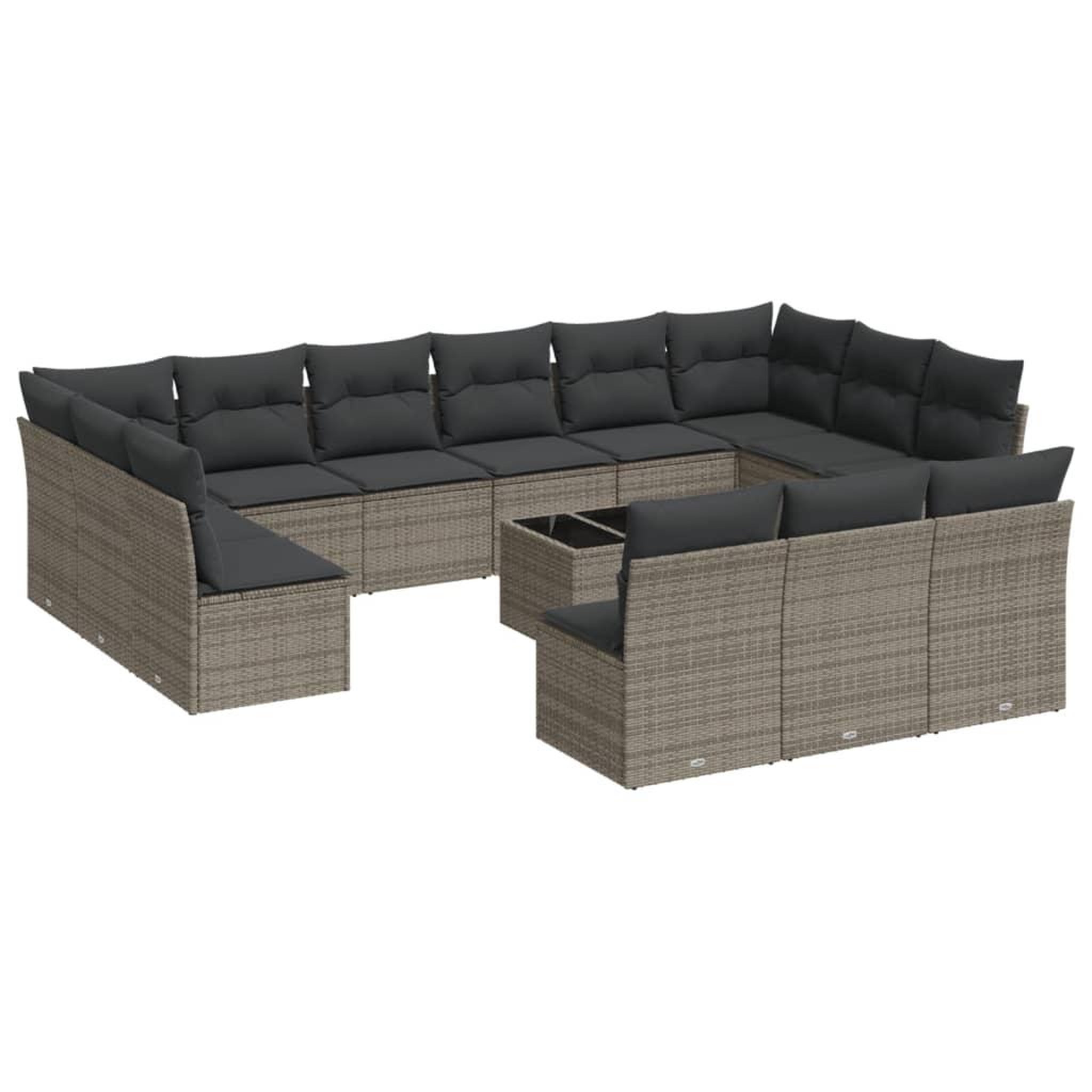 Voir la diapositive 2 : VIDAXL Salon de jardin avec coussins 14 pcs gris resine tressee