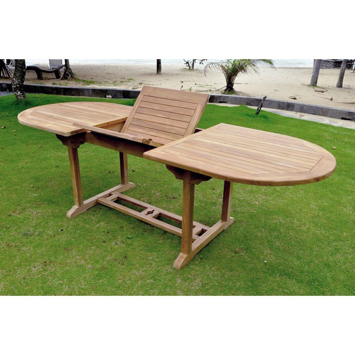 CONCEPT USINE Table de jardin extensible 10 places en teck brut KAJANG