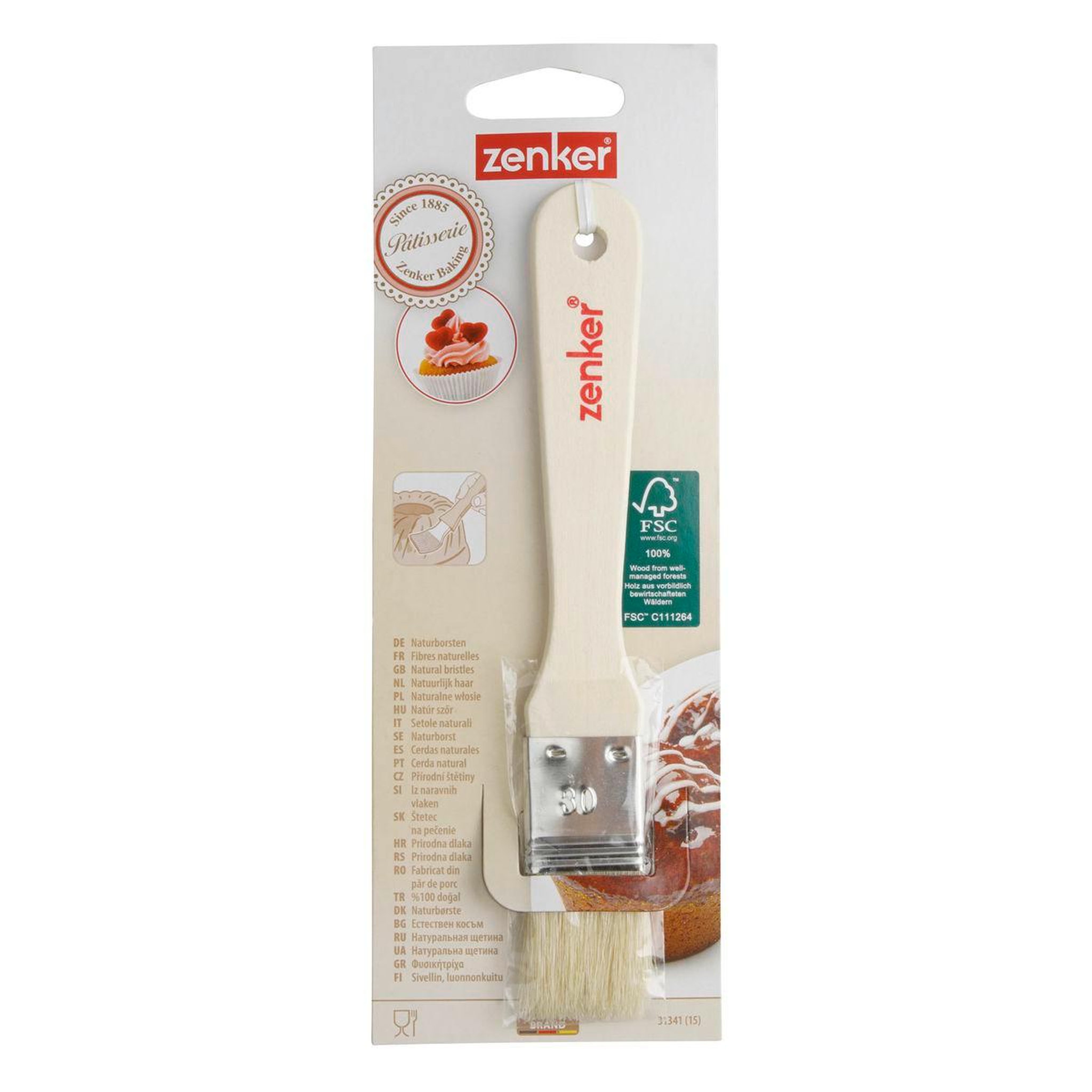 Voir la diapositive 5 : ZENKER Pinceau de cuisine et de pâtisserie 18,5 cm en poils de porc Zenker Smart Pastry