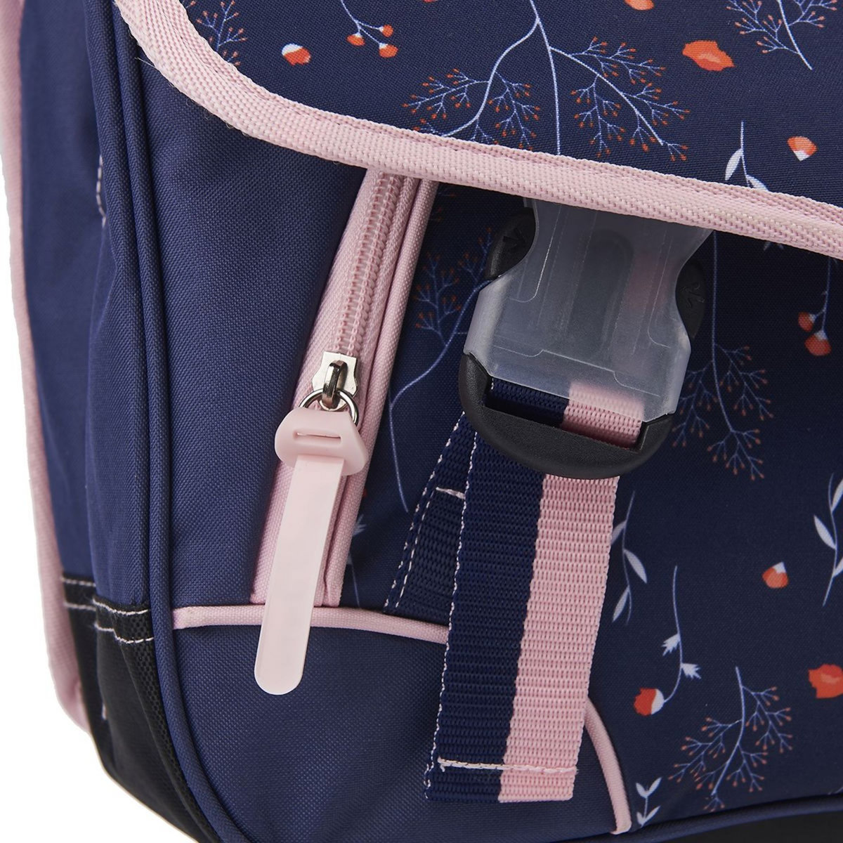 Naf Naf Cartable à roulettes 41 cm CM1/CM2 bleu et rose motif floral