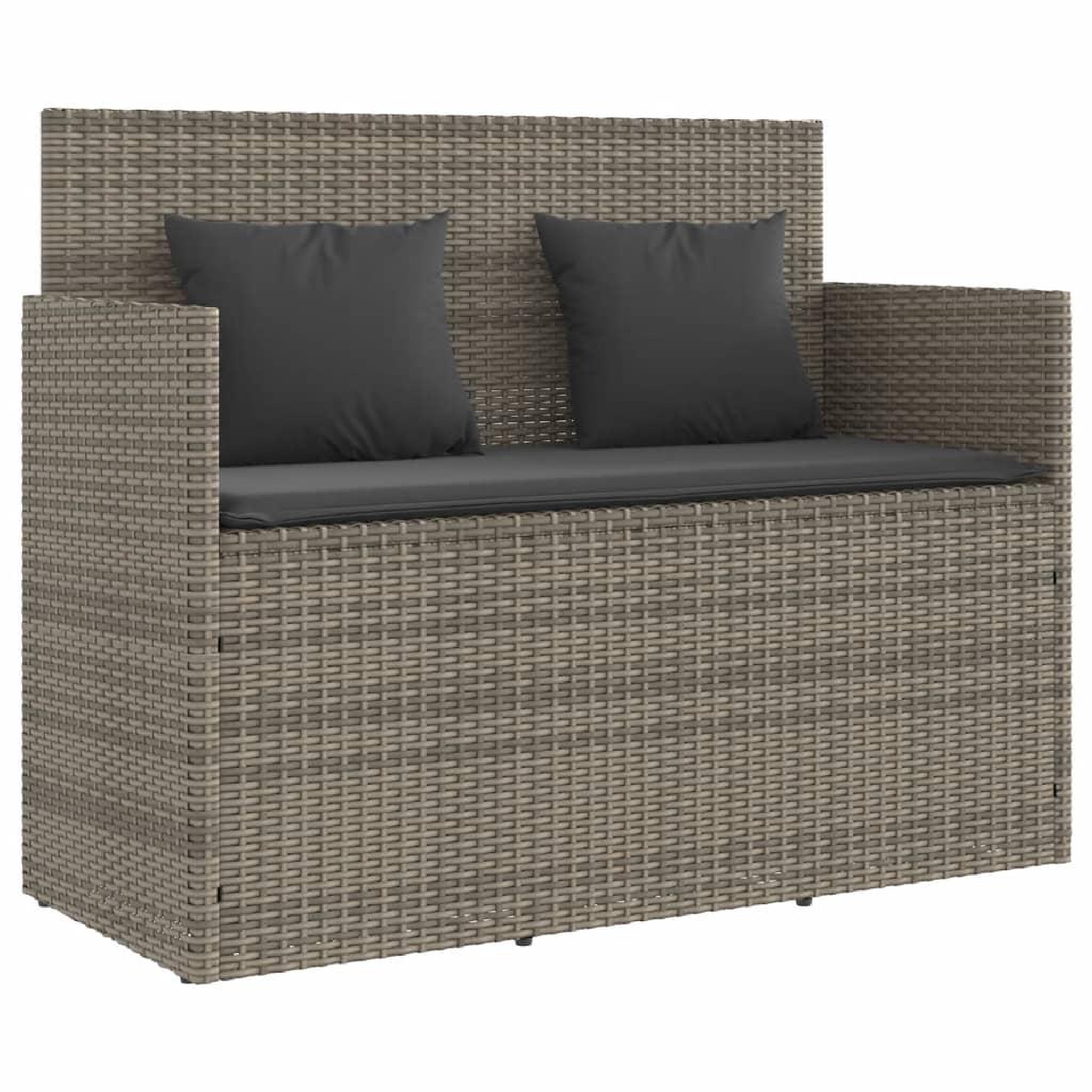 Voir la diapositive 2 : VIDAXL Banc de jardin avec coussins gris resine tressee
