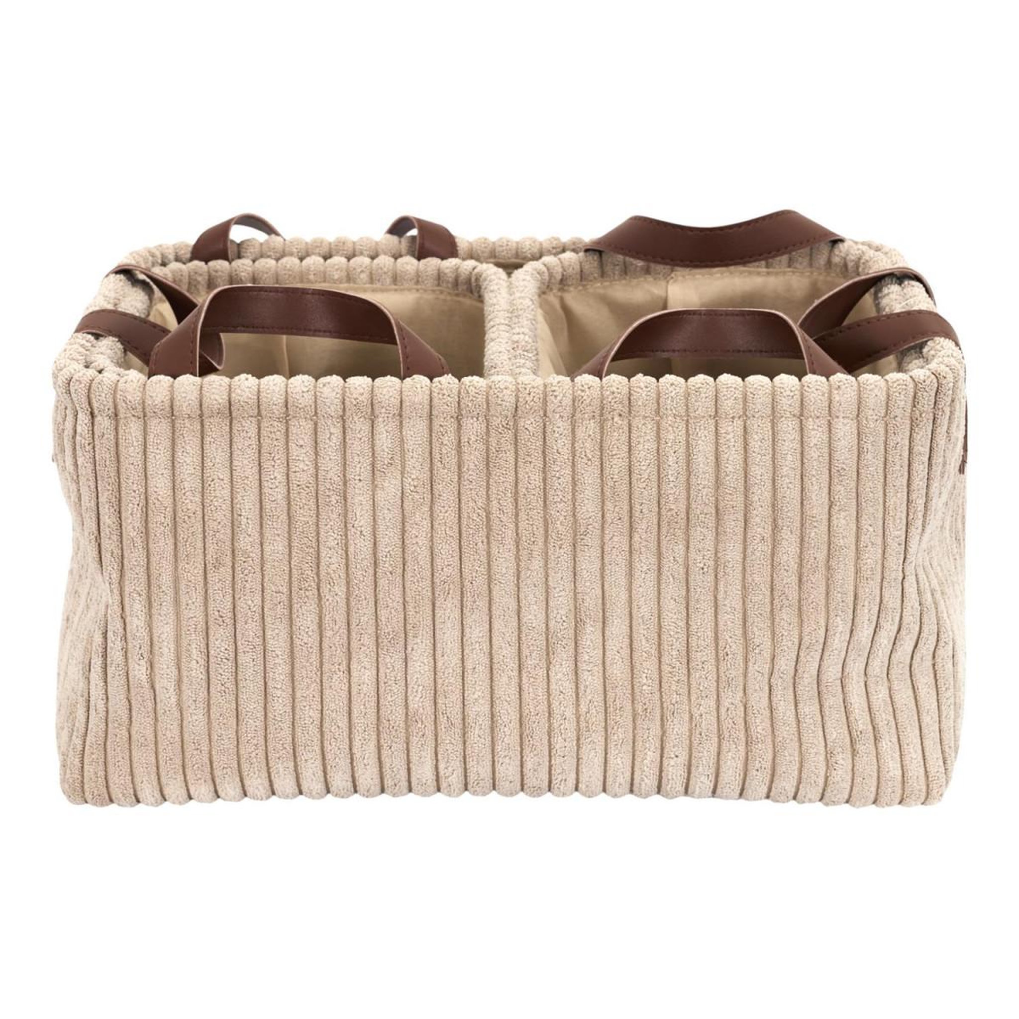 The Home Deco Factory Lot de 3 paniers de rangement  velours côtelé  36cm taupe