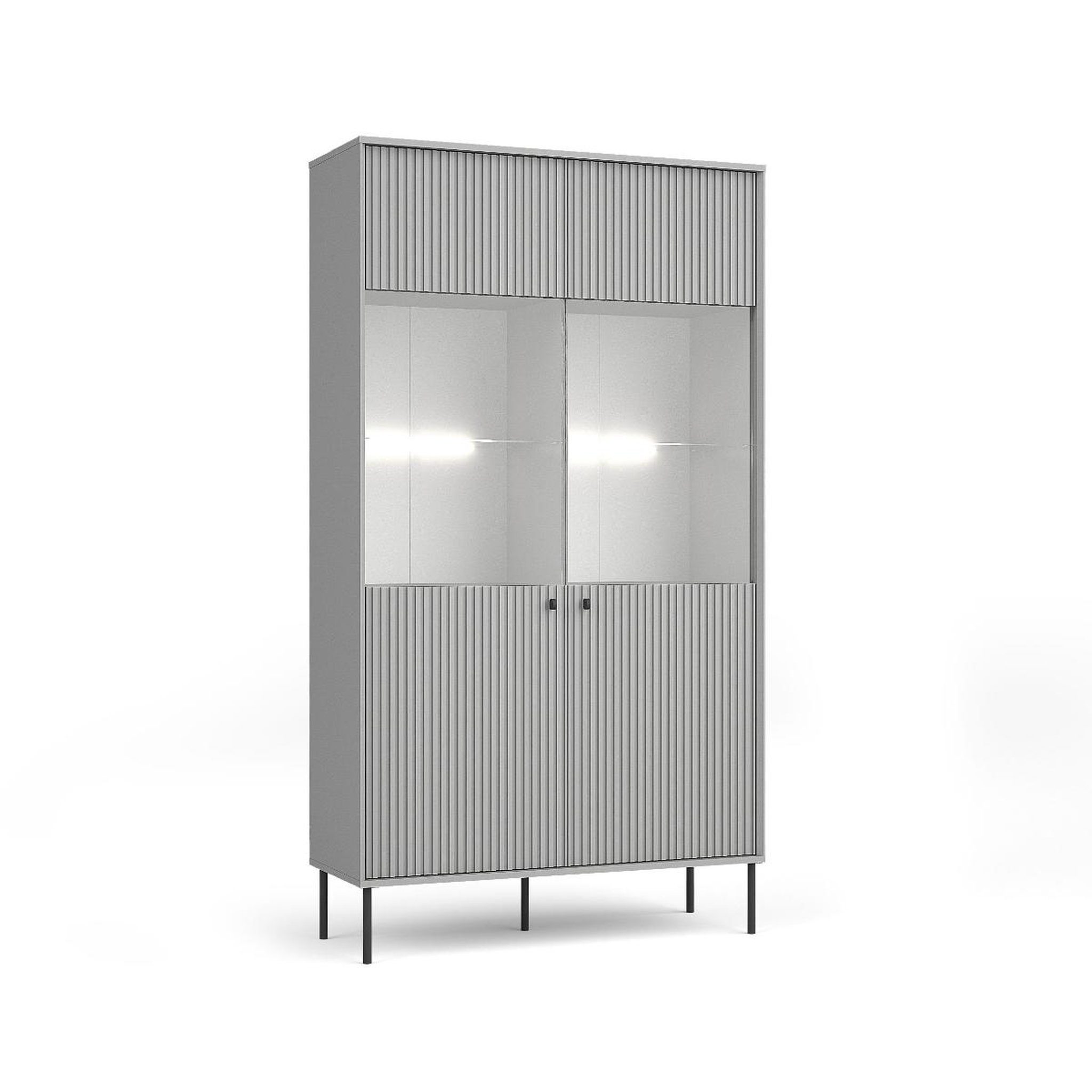 JLC KREATION Vitrine moderne grise 2 portes vitrées simy