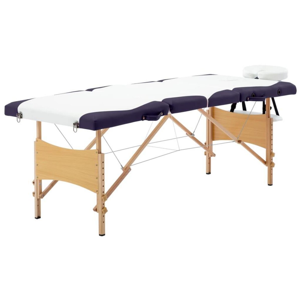 VIDAXL Table de massage pliable 4 zones Bois Blanc et violet