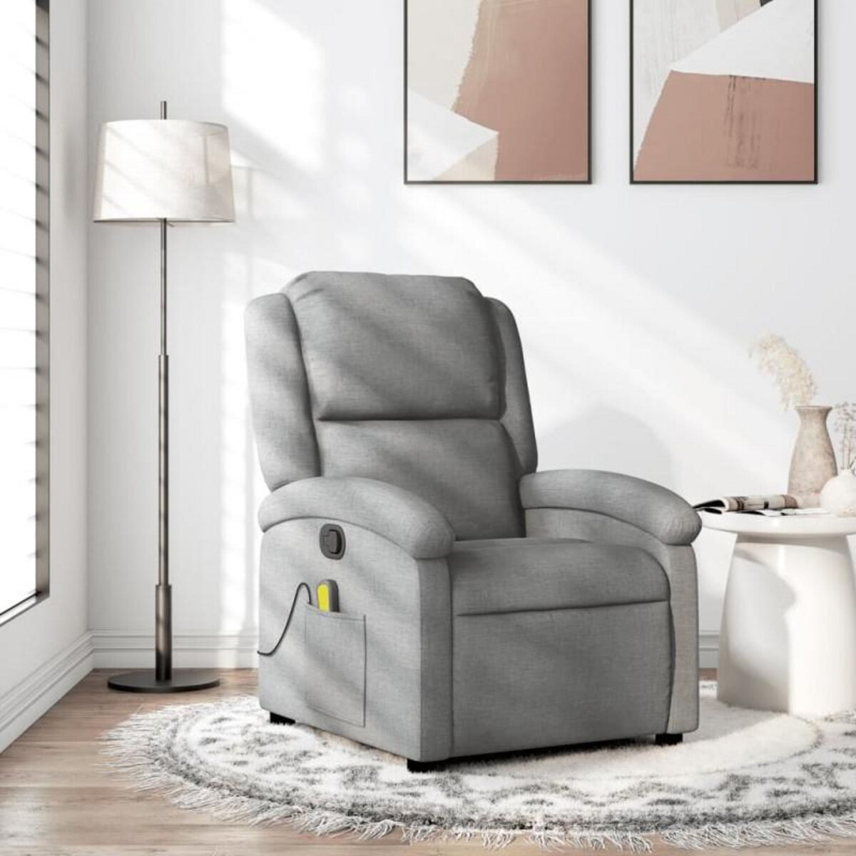 VIDAXL Fauteuil de massage inclinable Gris clair Tissu