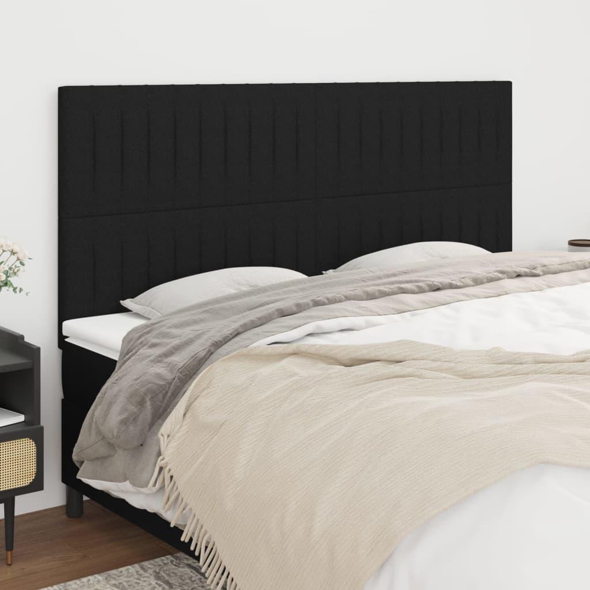 Voir la diapositive 1 : VIDAXL Tetes de lit 4 pcs Noir 100x5x78/88 cm Tissu