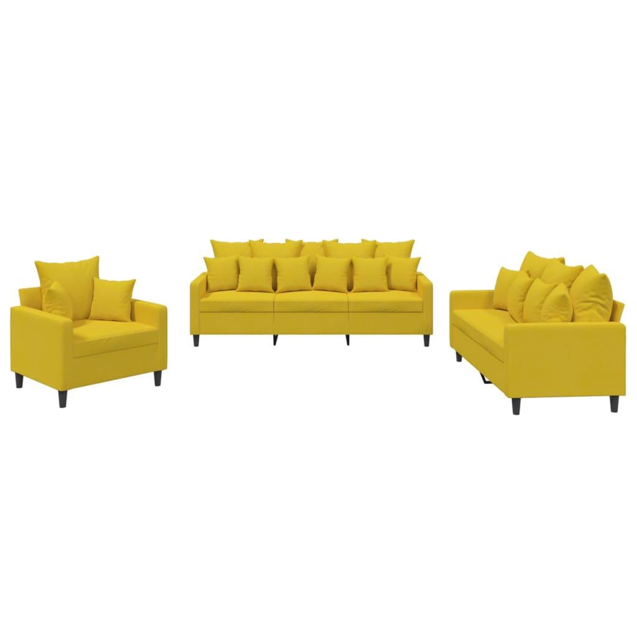 Voir la diapositive 2 : VIDAXL Ensemble de canapes 3 pcs avec coussins Jaune Velours
