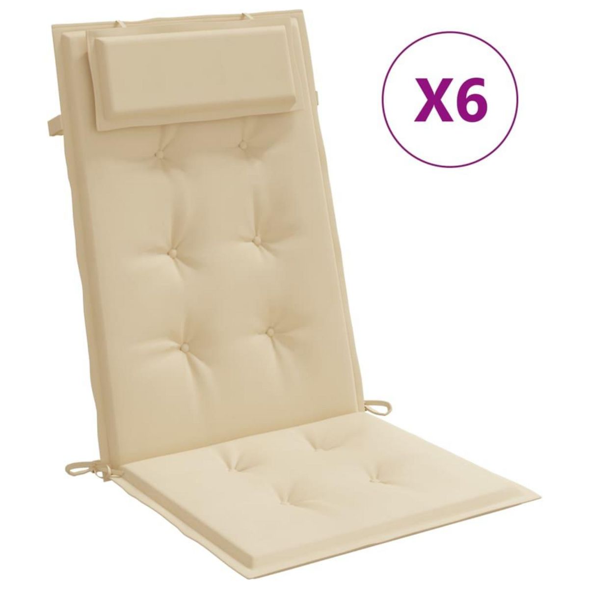 VIDAXL Coussins de chaise a dossier haut lot de 6 beige tissu oxford