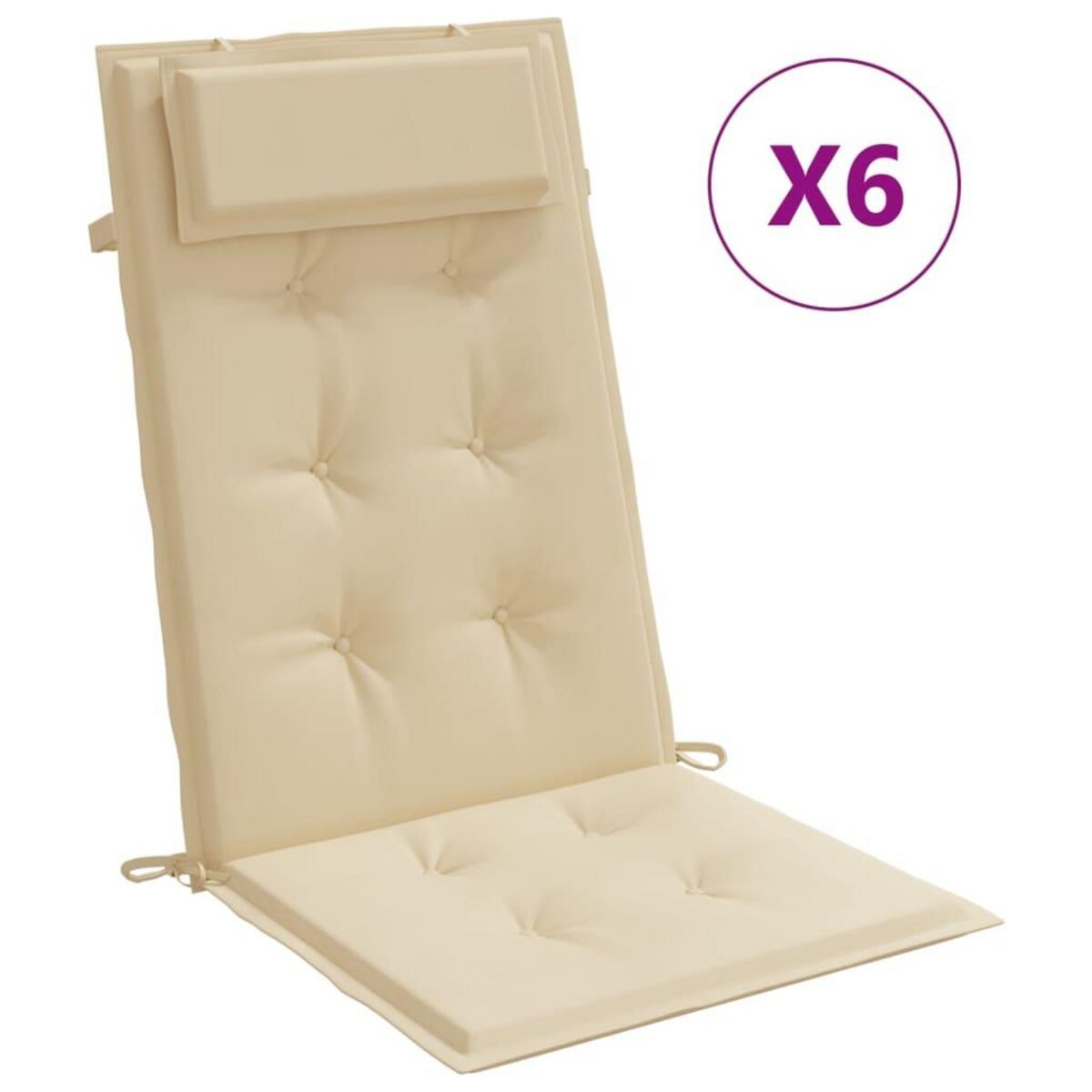 VIDAXL Coussins de chaise a dossier haut lot de 6 beige tissu oxford