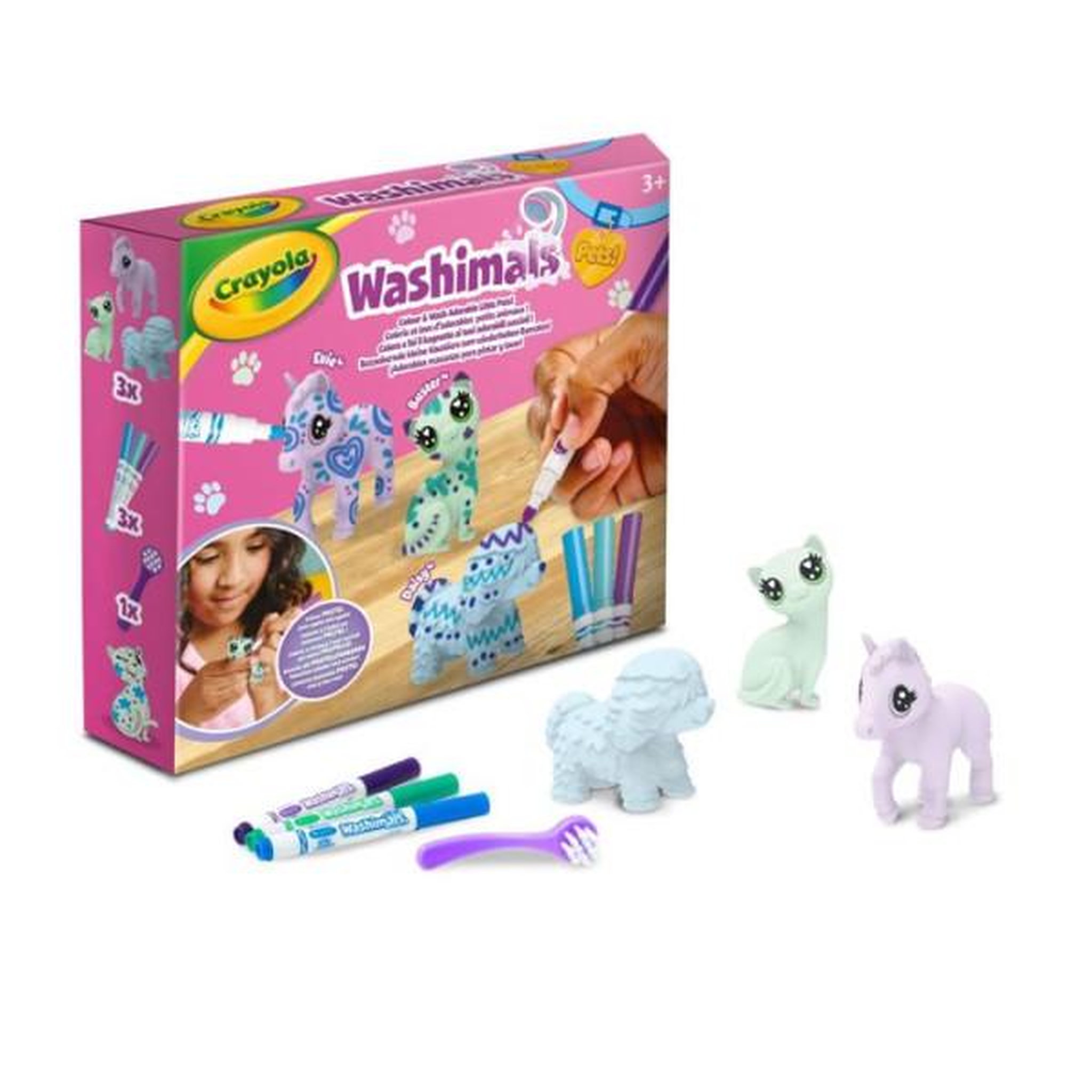 Crayola Jeu créatif - crayola - washimals - 3 animaux pastel - pour enfants a partir de 3 ans - mixte
