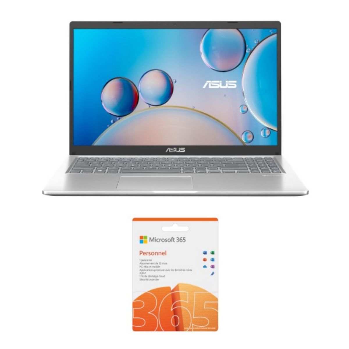ASUS Ordinateur portable R1500EA EJ2949W 15 pouces - Gris + Logiciel Microsoft 365 Personnel