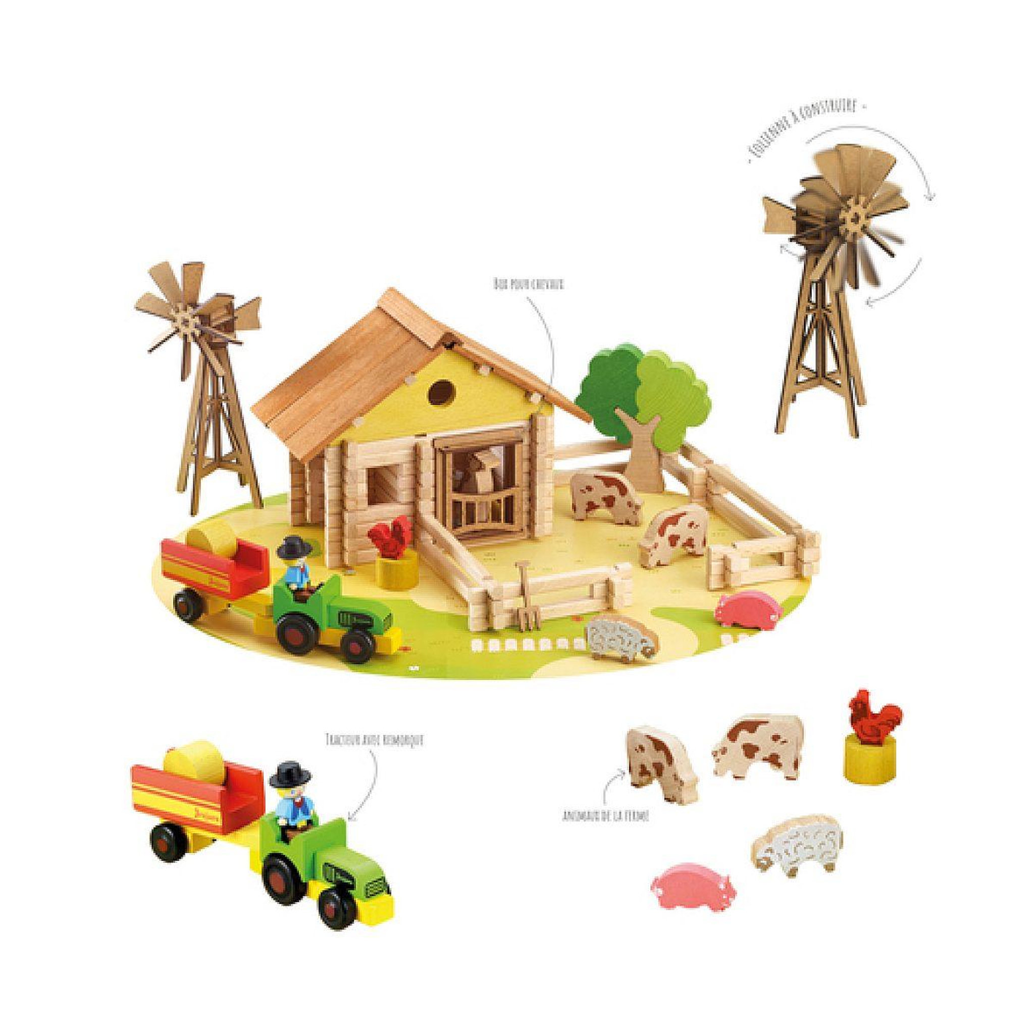Voir la diapositive 2 : JeuJura Ma ferme en bois - 145 pieces