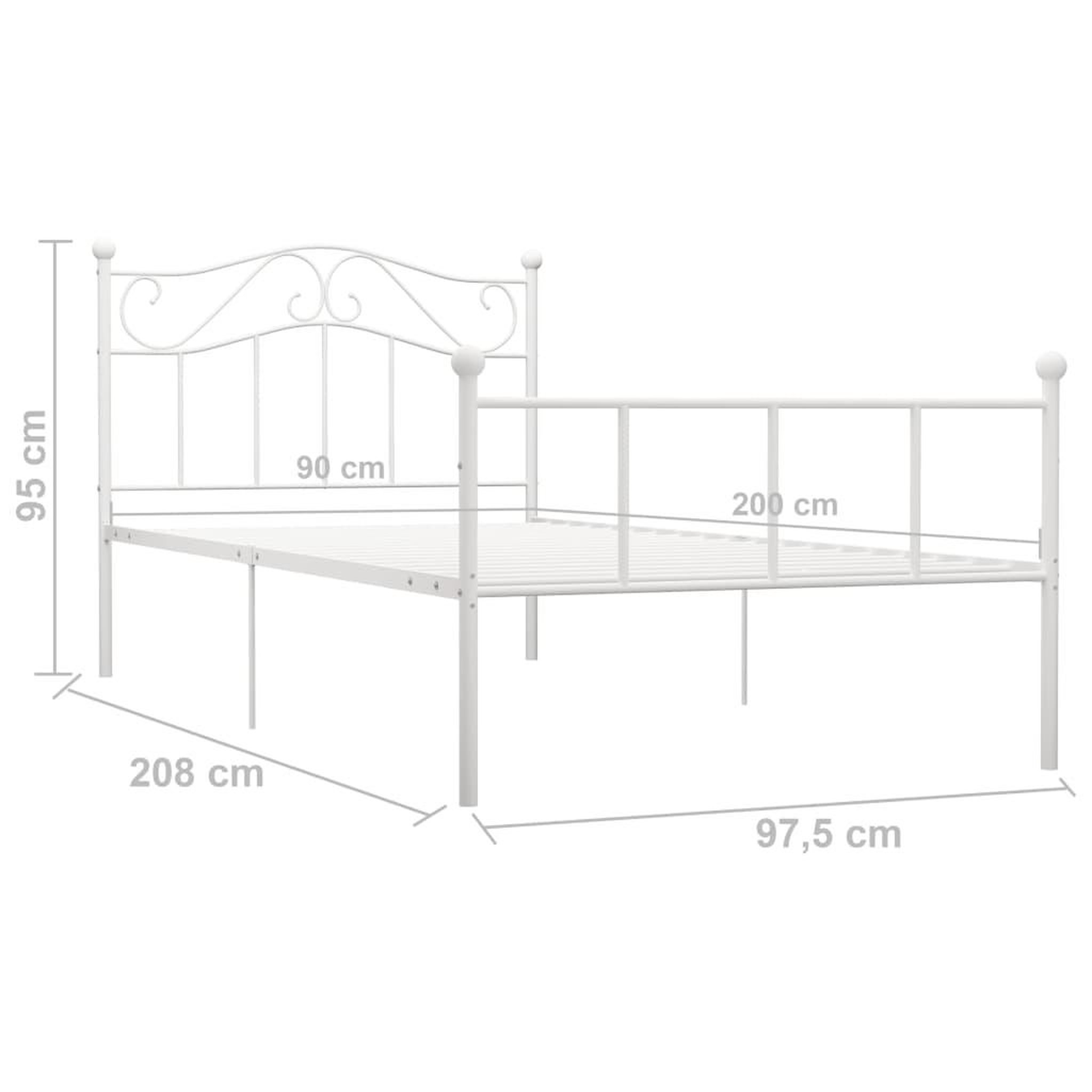 Voir la diapositive 6 : VIDAXL Cadre de lit Blanc Metal 90 x 200 cm