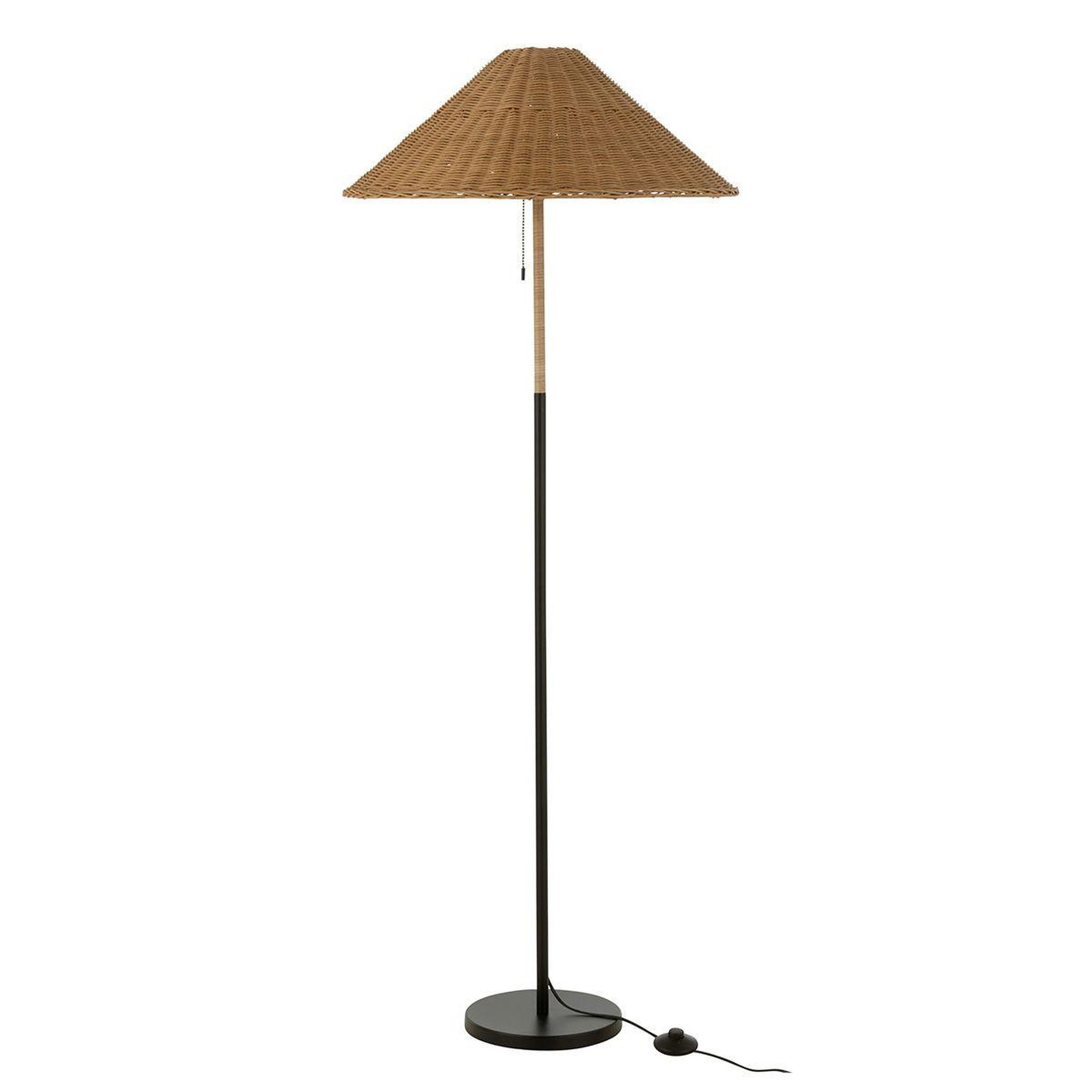 J-LINE Lampadaire en rotin  preston  154cm naturel & noir
