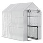 Voir la diapositive 1 : OUTSUNNY Serre de jardin 2 tablettes dim. 1,86L x 1,2l x 1,9H m porte déroulante acier PE haute densité 140 g/m² transparent blanc