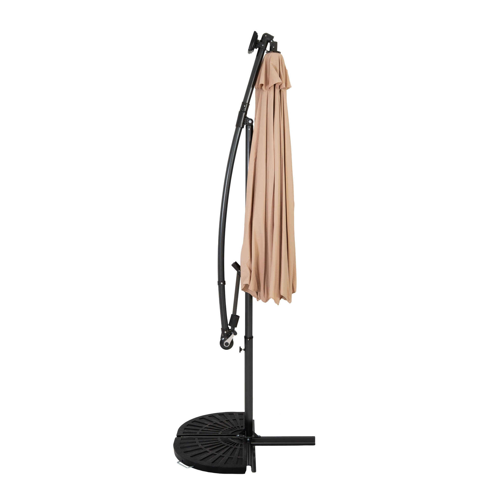 Voir la diapositive 2 : Monster Parasol Banane à Mât Déporté à LED 3 m & 2 Pieds en Éventail