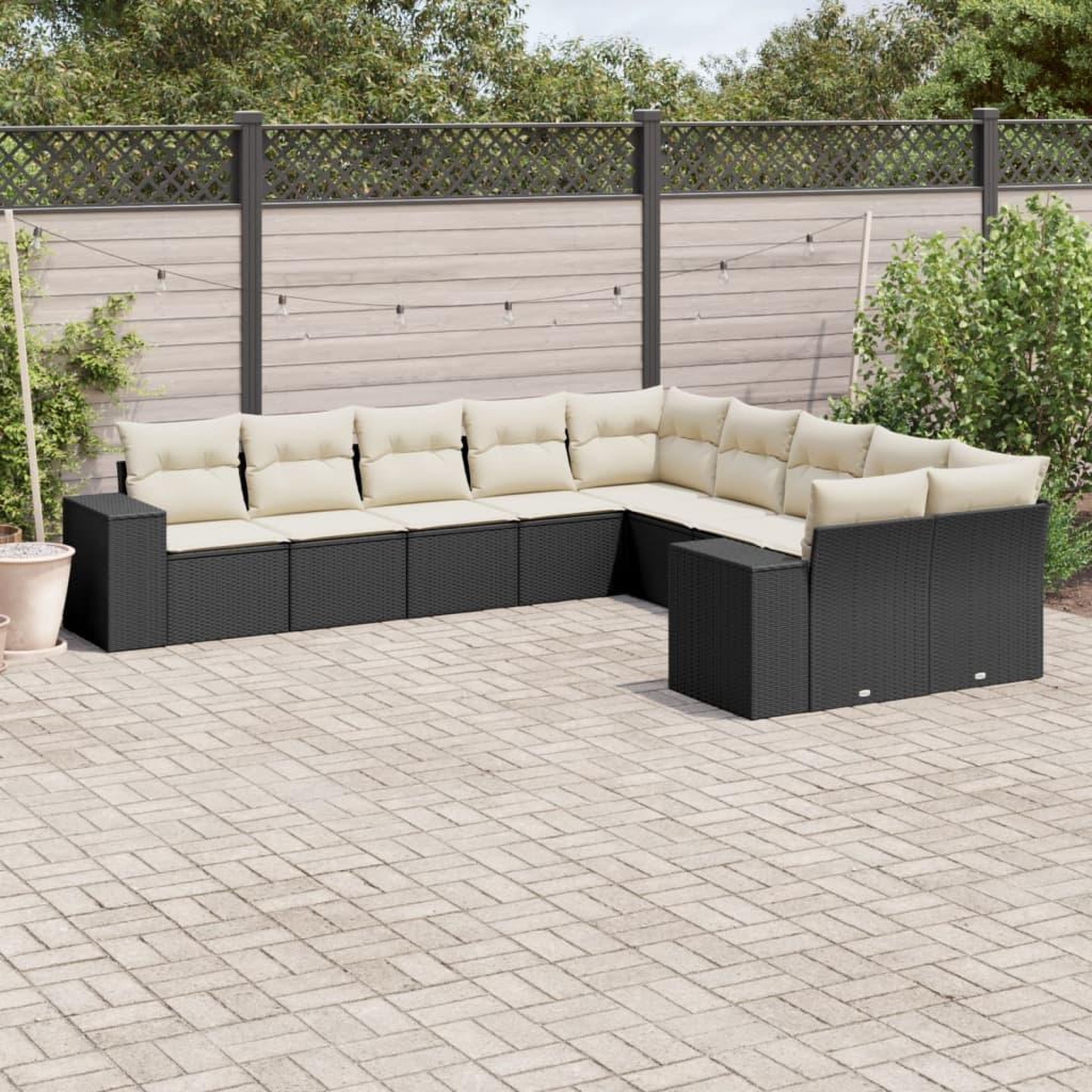 VIDAXL Salon de jardin 10 pcs avec coussins noir resine tressee