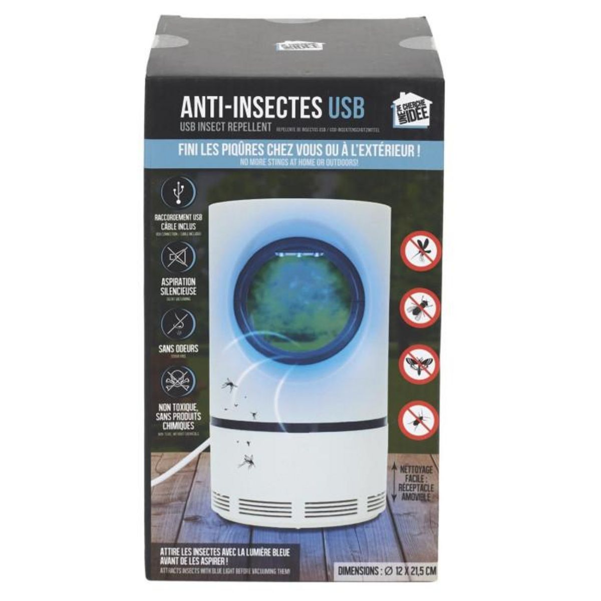 Paris Prix Anti-Insectes USB  Lumière Bleue  21cm Blanc