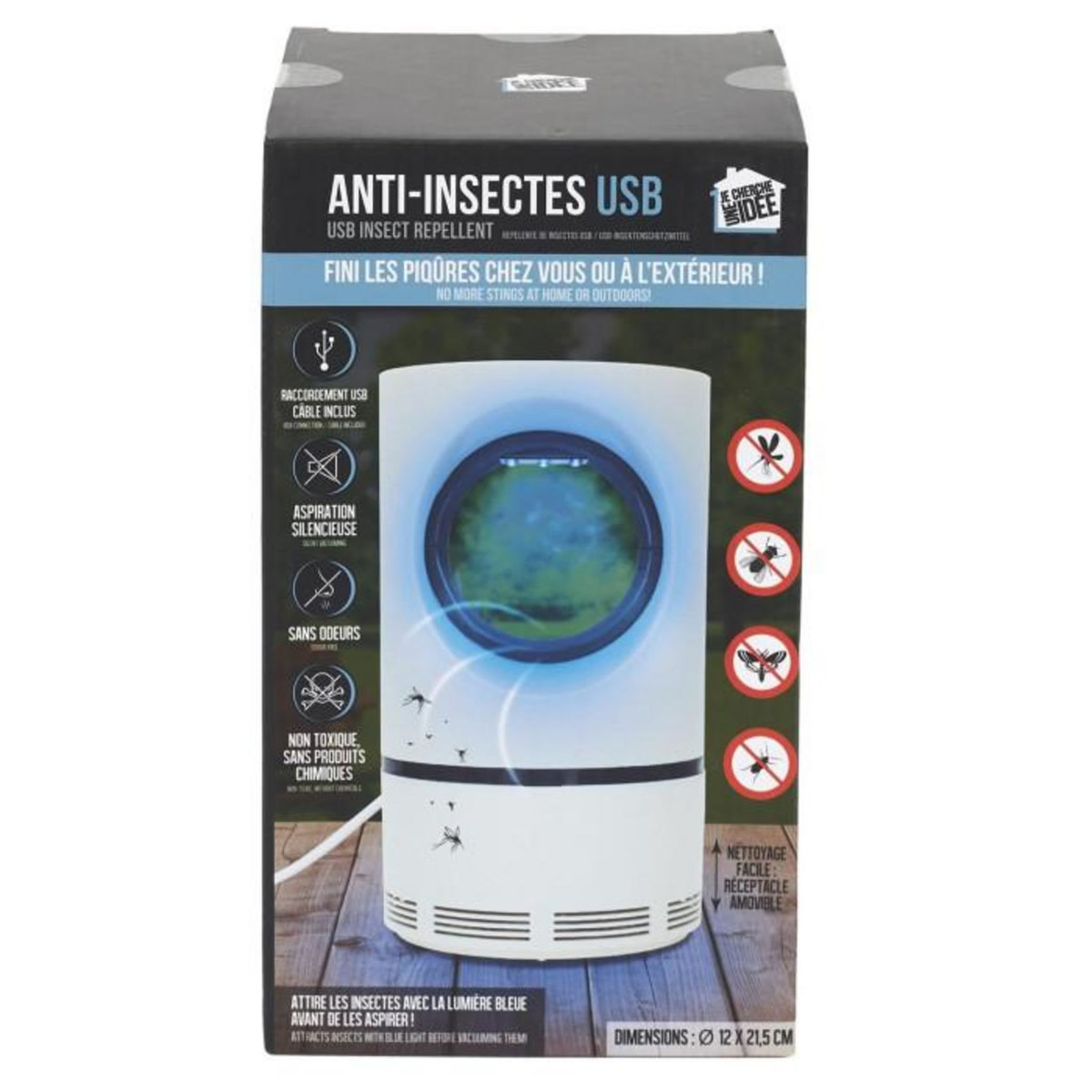 Paris Prix Anti-Insectes USB  Lumière Bleue  21cm Blanc