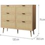 Voir la diapositive 3 : Habitat et Jardin Commode en bois et cannage  Preston  - 120 x 40 x 75 cm - Beige