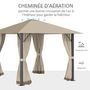 Voir la diapositive 4 : OUTSUNNY Tonnelle barnum de jardin 2,97L x 2,97l m avec 4 parois latérales amovibles - toit avec évent - porte zippée - armature aluminium et acier - beige