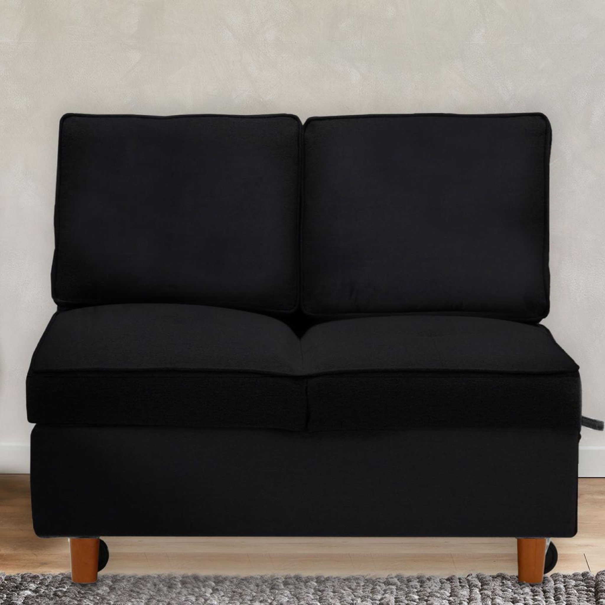 Voir la diapositive 5 : Paris Prix Banquette 2 Places Convertible Velours  Théo  107cm Noir