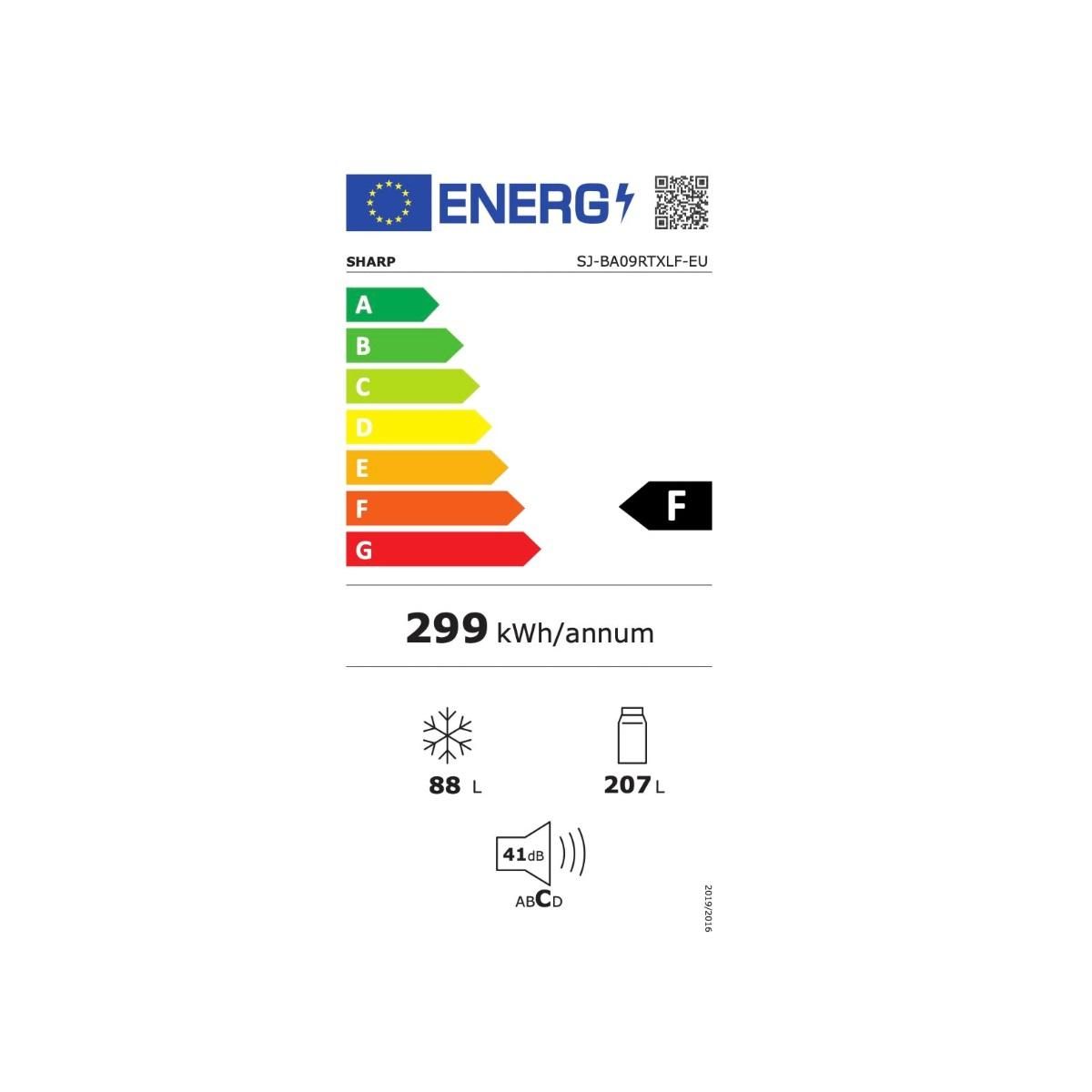 Sharp Réfrigérateur combiné 60cm 295l no frost inox - SJBA09RTXLF