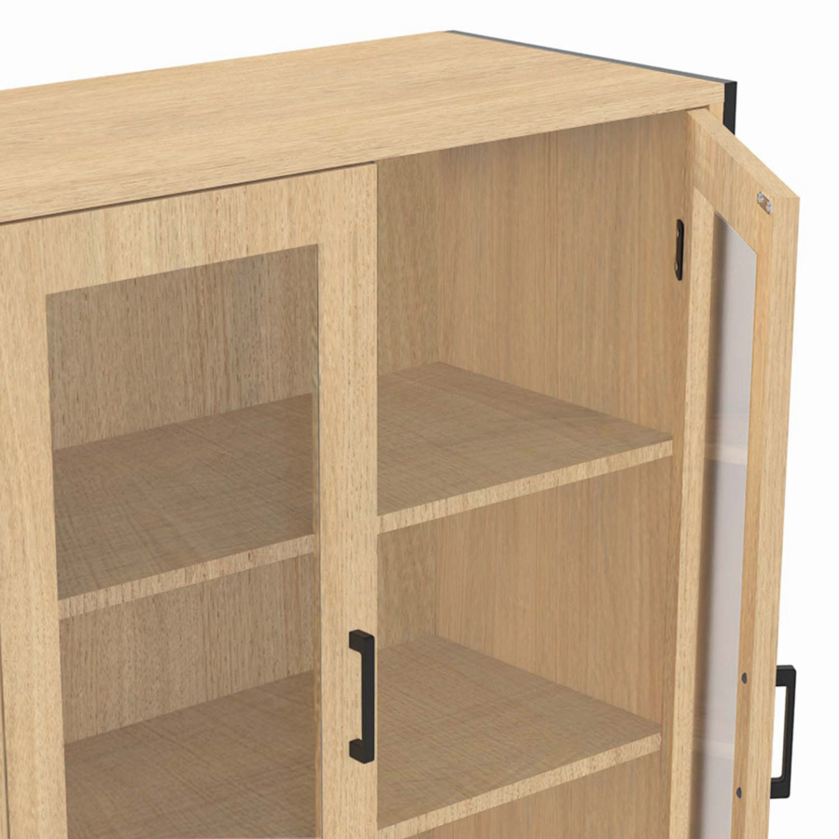 ID MARKET Vitrine buffet haut H. 176 cm vaisselier DETROIT 4 portes design industriel