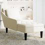 Voir la diapositive 3 : VIDAXL Fauteuil long avec coussin et accoudoir droit creme velours