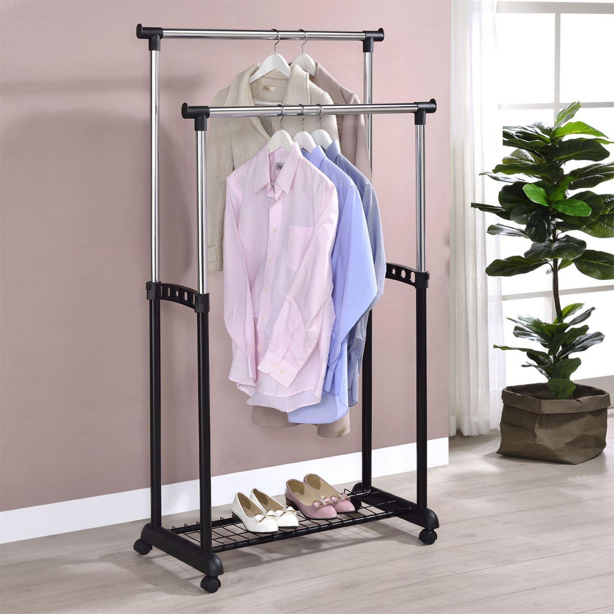 IDIMEX Portant à vêtements GROSSO, en métal chromé