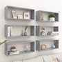 Voir la diapositive 1 : VIDAXL Etageres murales cube 6 pcs Gris beton Bois d'ingenierie