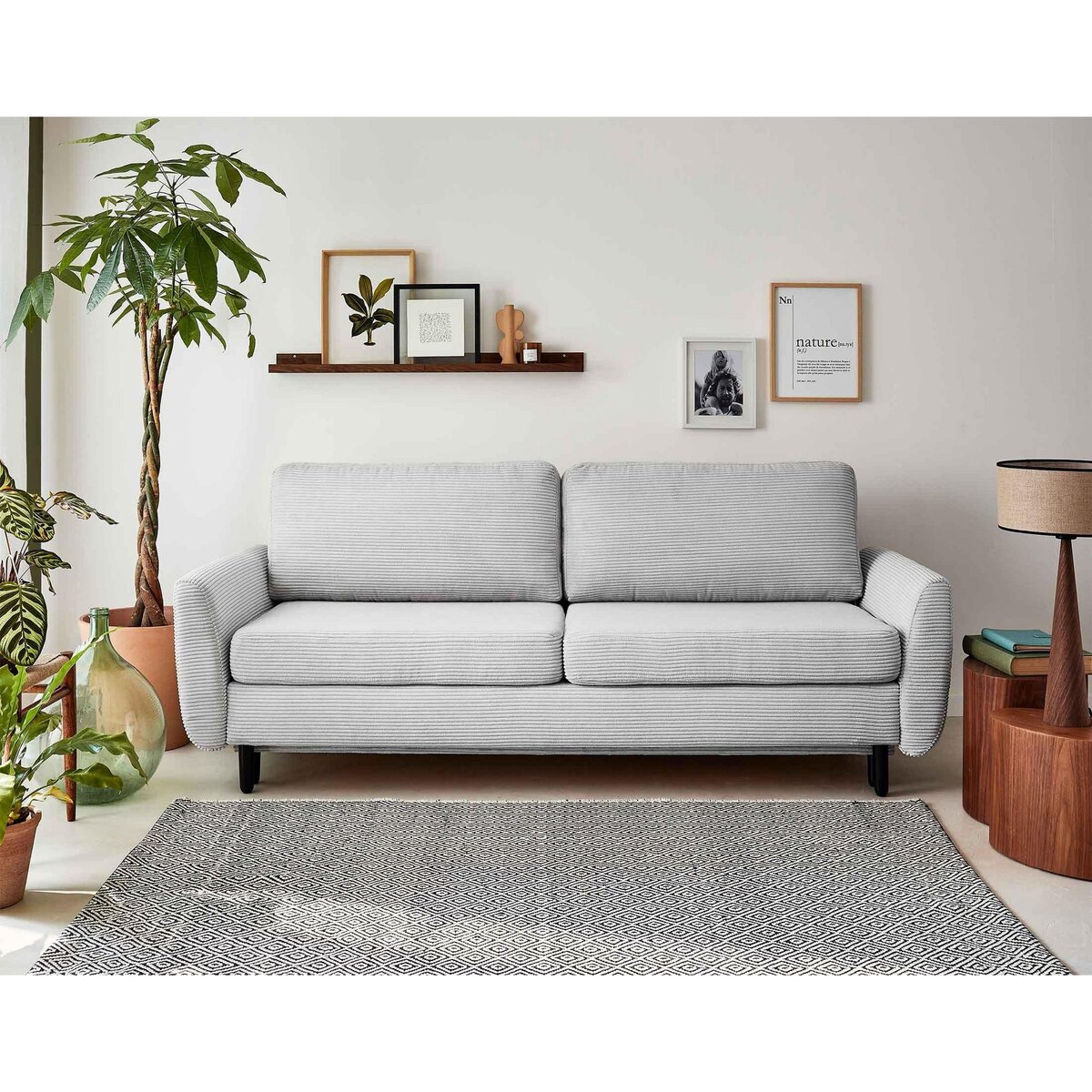 LISA DESIGN Dan - canapé 3 places - convertible avec coffre - en velours côtelé