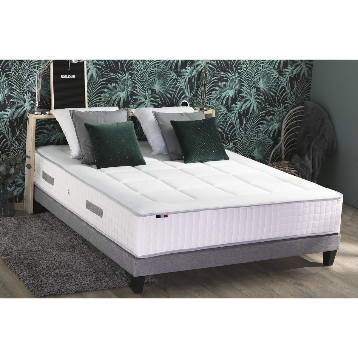Ensemble Literie matelas ressorts ensachés 30cm et sommier 180X200 cm KING PALACE