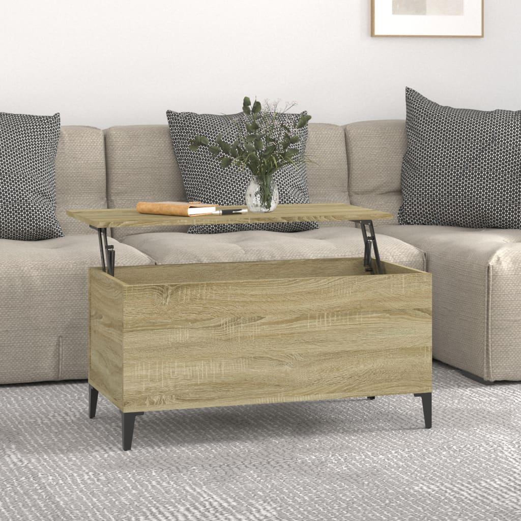 Voir la diapositive 1 : VIDAXL Table basse Chene sonoma 90x44,5x45 cm Bois d'ingenierie