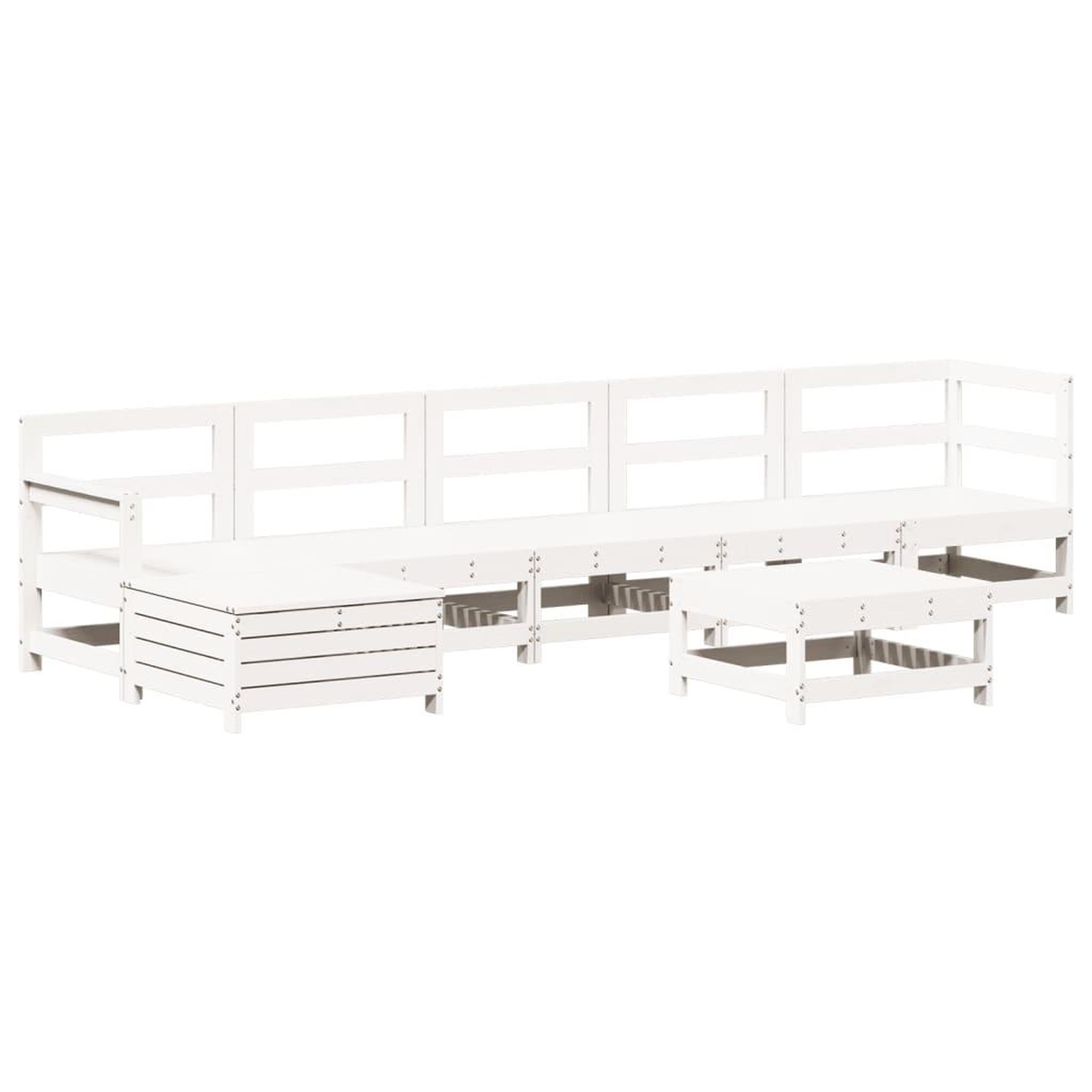 Voir la diapositive 2 : VIDAXL Salon de jardin 7 pcs Blanc Bois de pin massif