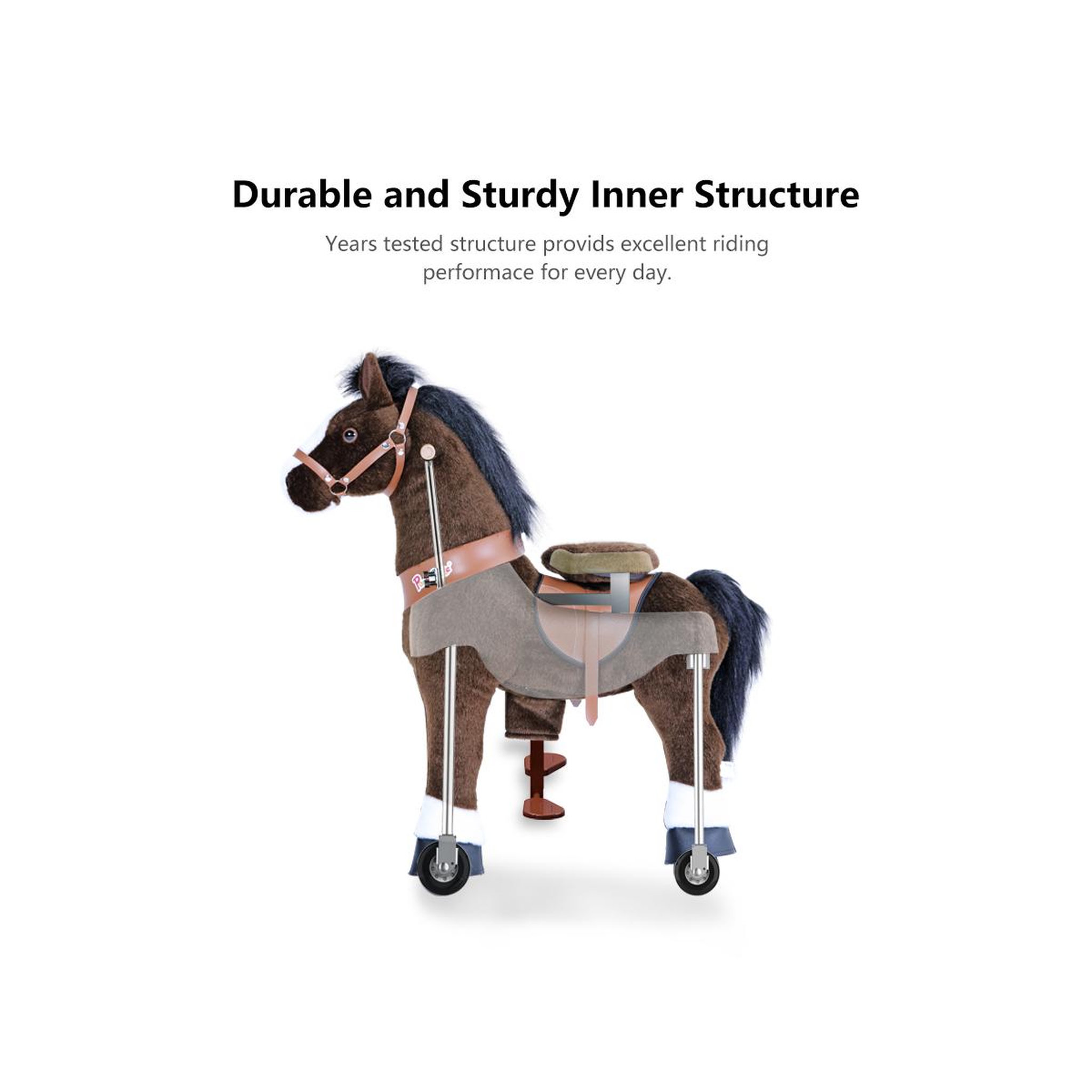 Voir la diapositive 4 : Ponycycle Poney à monter Brun chocolat avec sabot blanc Petit Modèle pour 3 à 5 ans