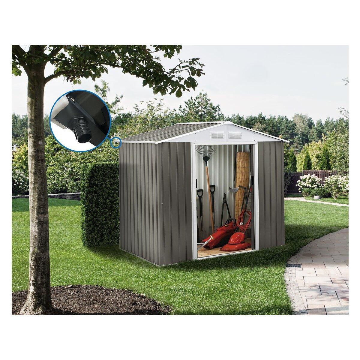 Habitat et Jardin Abri jardin métal  Dallas - 4.07 m² avec gouttière - Taupe