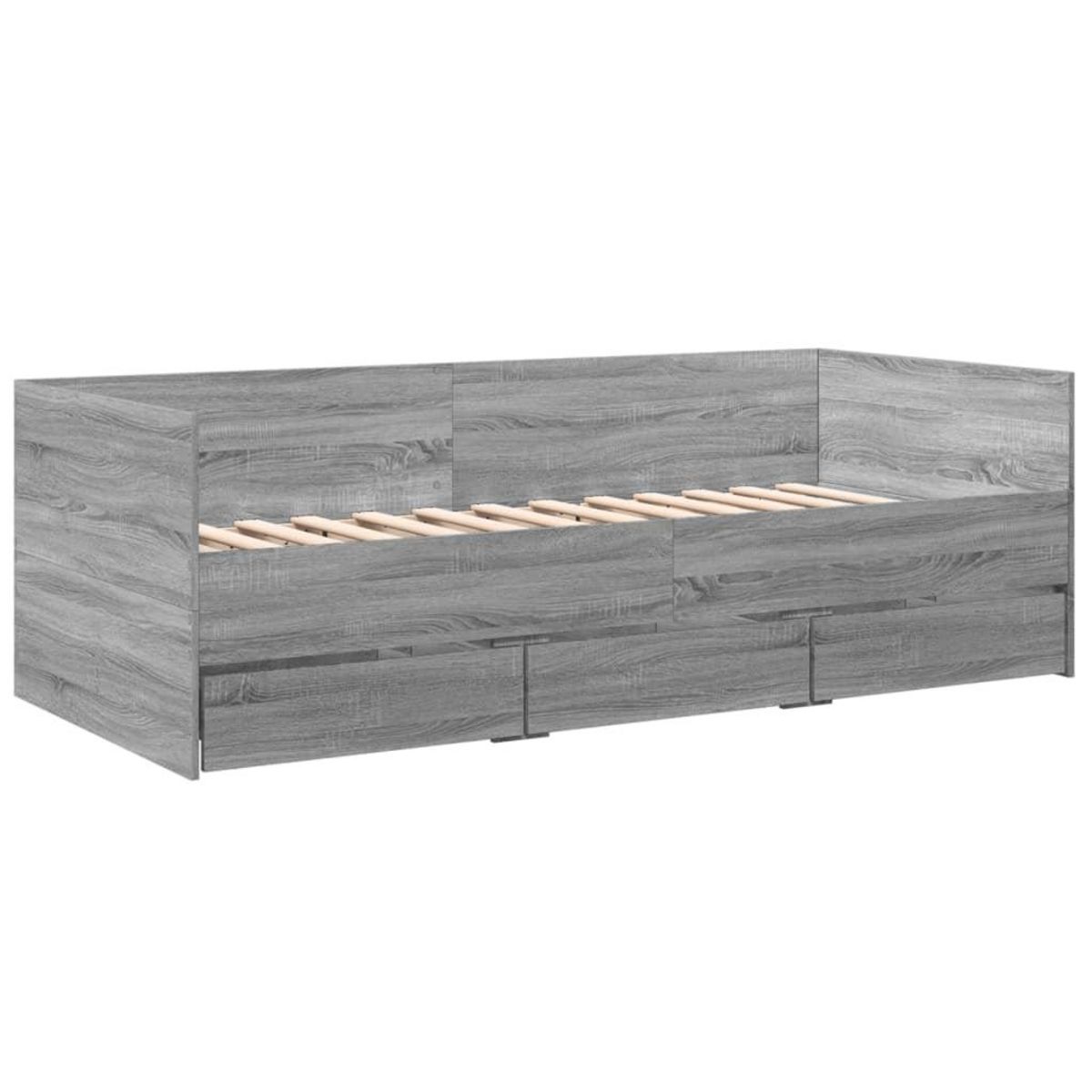 VIDAXL Lit de jour avec tiroirs sans matelas sonoma gris 90x200 cm