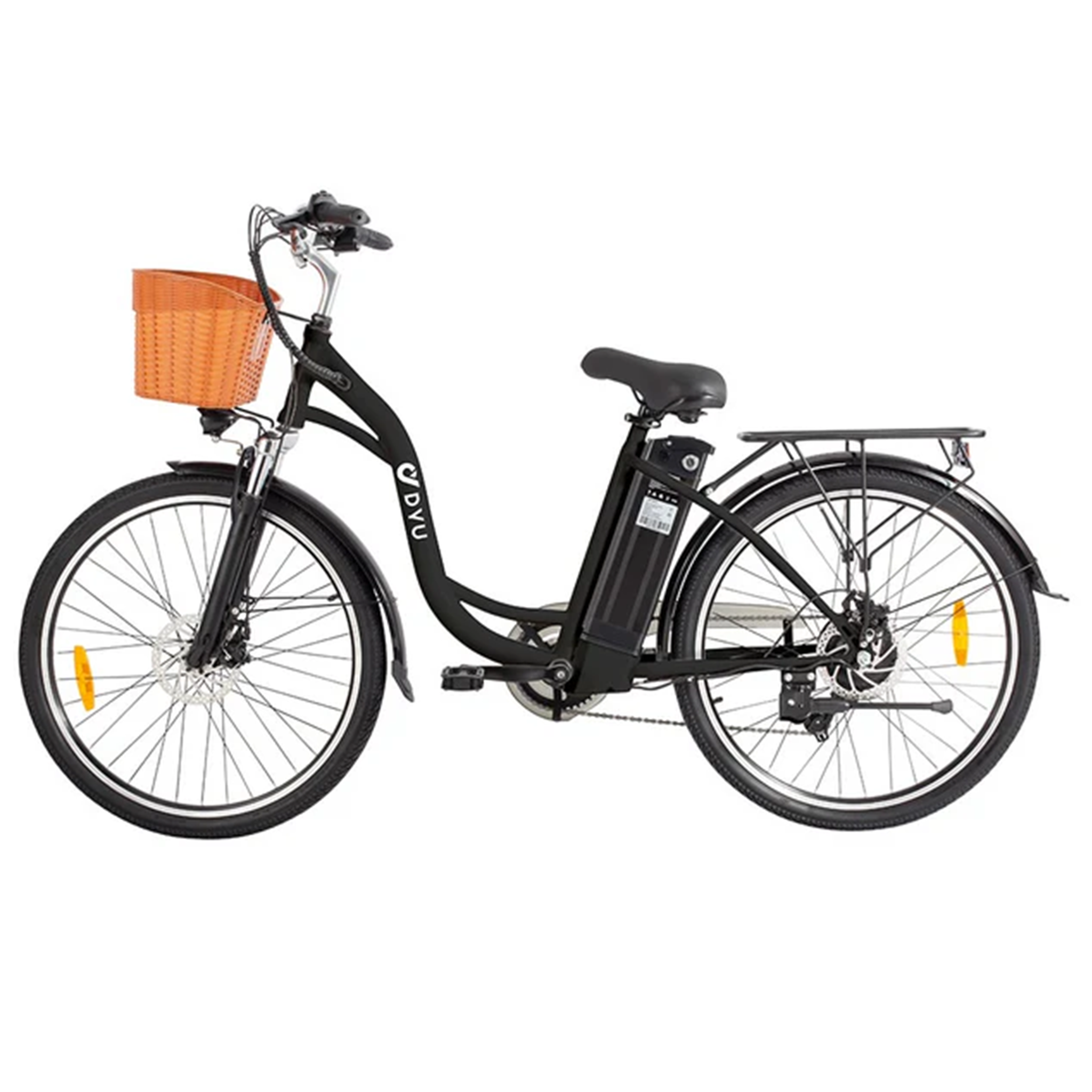 Voir la diapositive 2 : DYU Vélo électrique rétro DYU C6, 250 W, 36 V, 12,5 Ah, avec panier et porte-bagages arrière