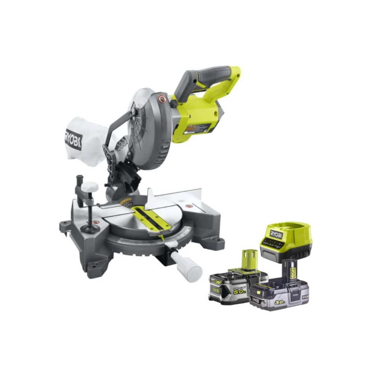Ryobi Pack RYOBI Scie à coupe d'onglets 18V OnePlus - 190mm - EMS190DCL - 1 Batterie 3.0Ah High Energy -