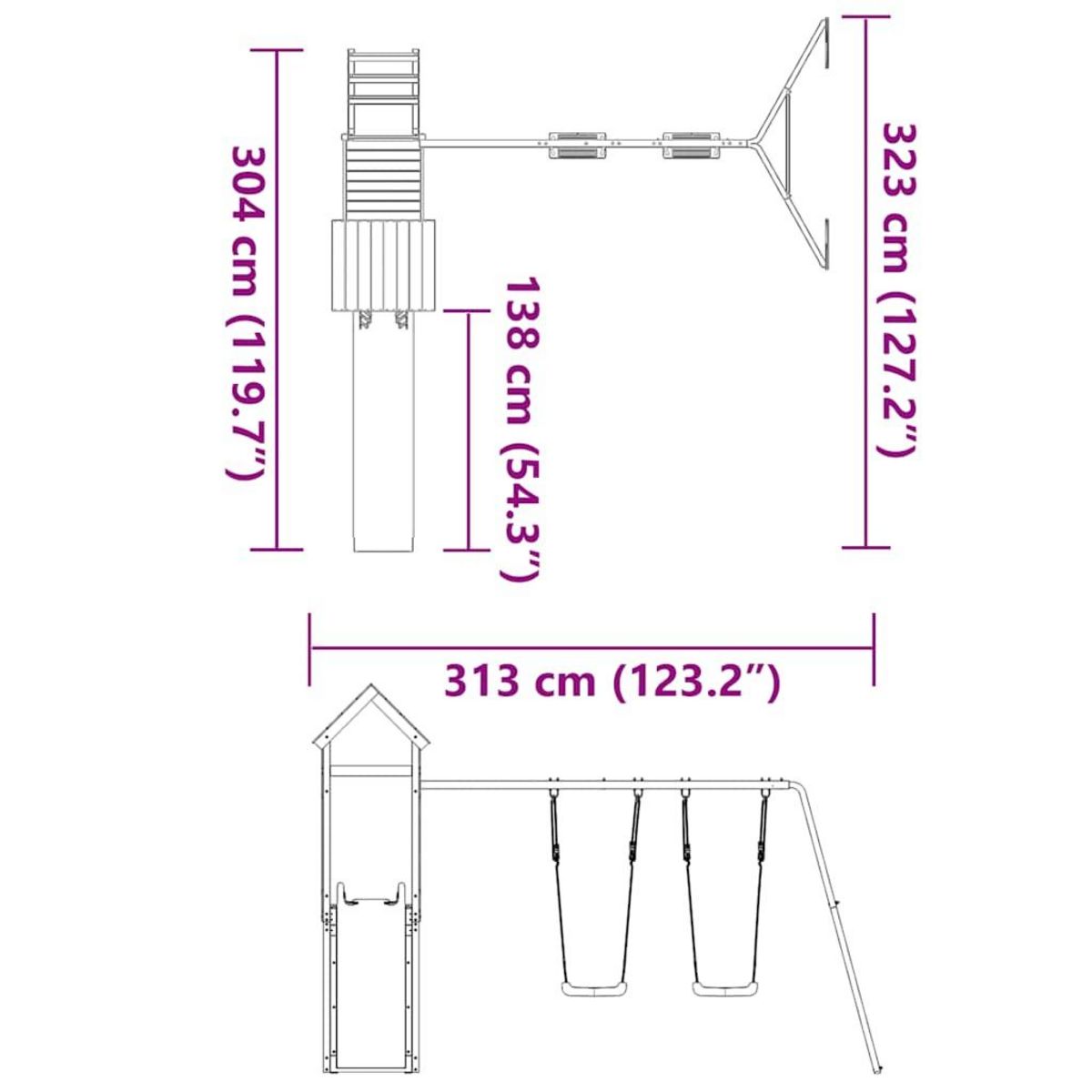 VIDAXL Aire de jeux d'exterieur bois massif de douglas