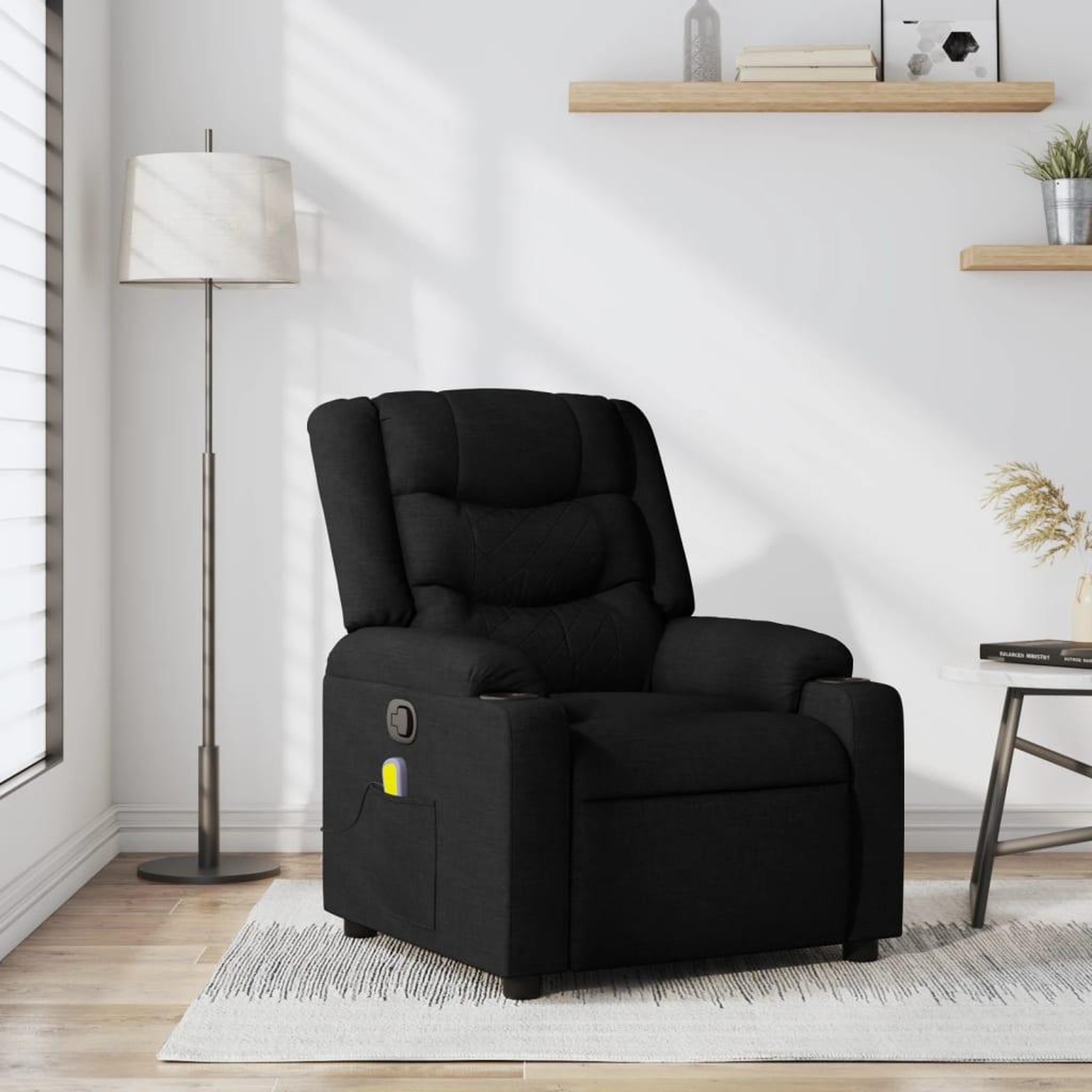 VIDAXL Fauteuil de massage inclinable Noir Tissu