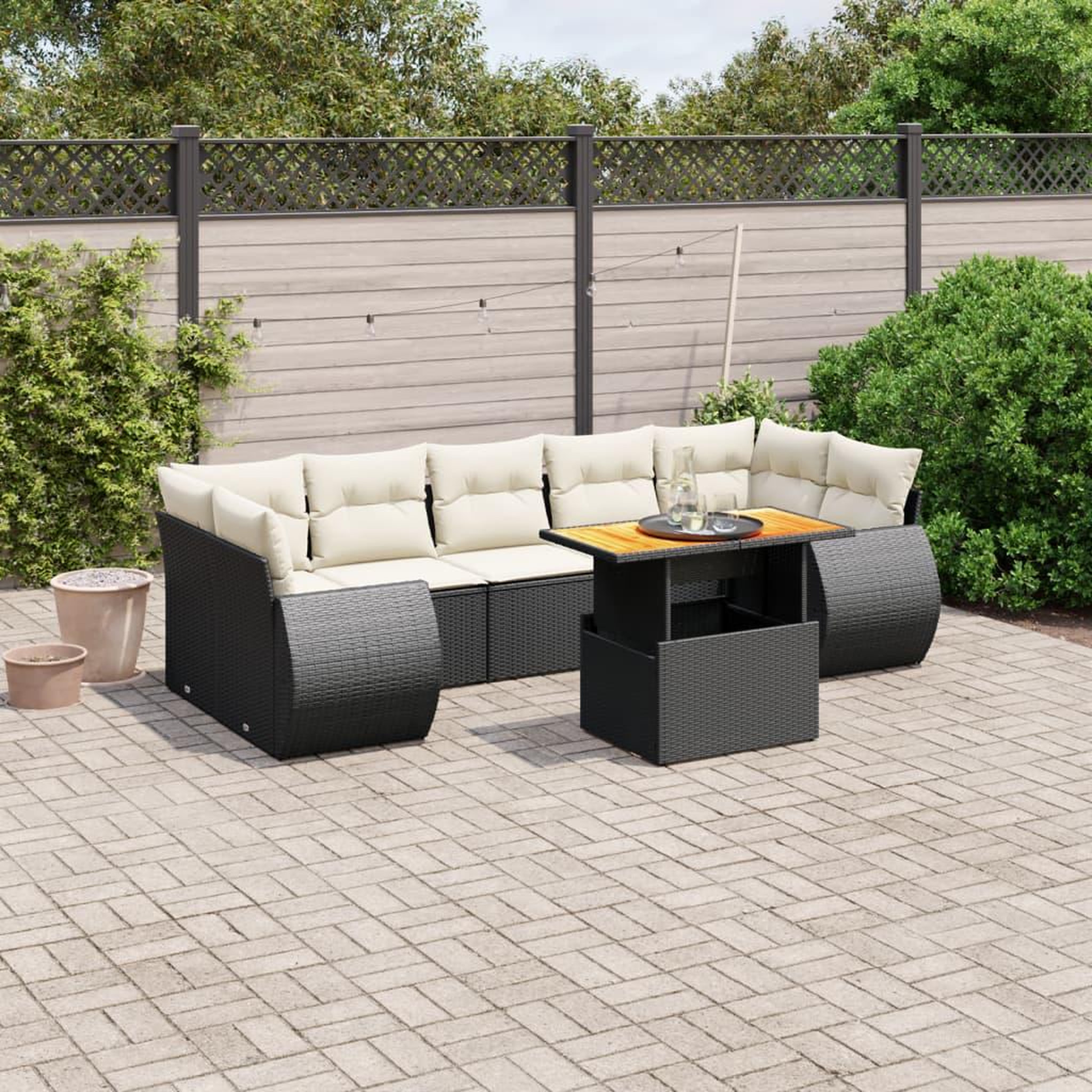 VIDAXL Salon de jardin 8 pcs avec coussins noir resine tressee