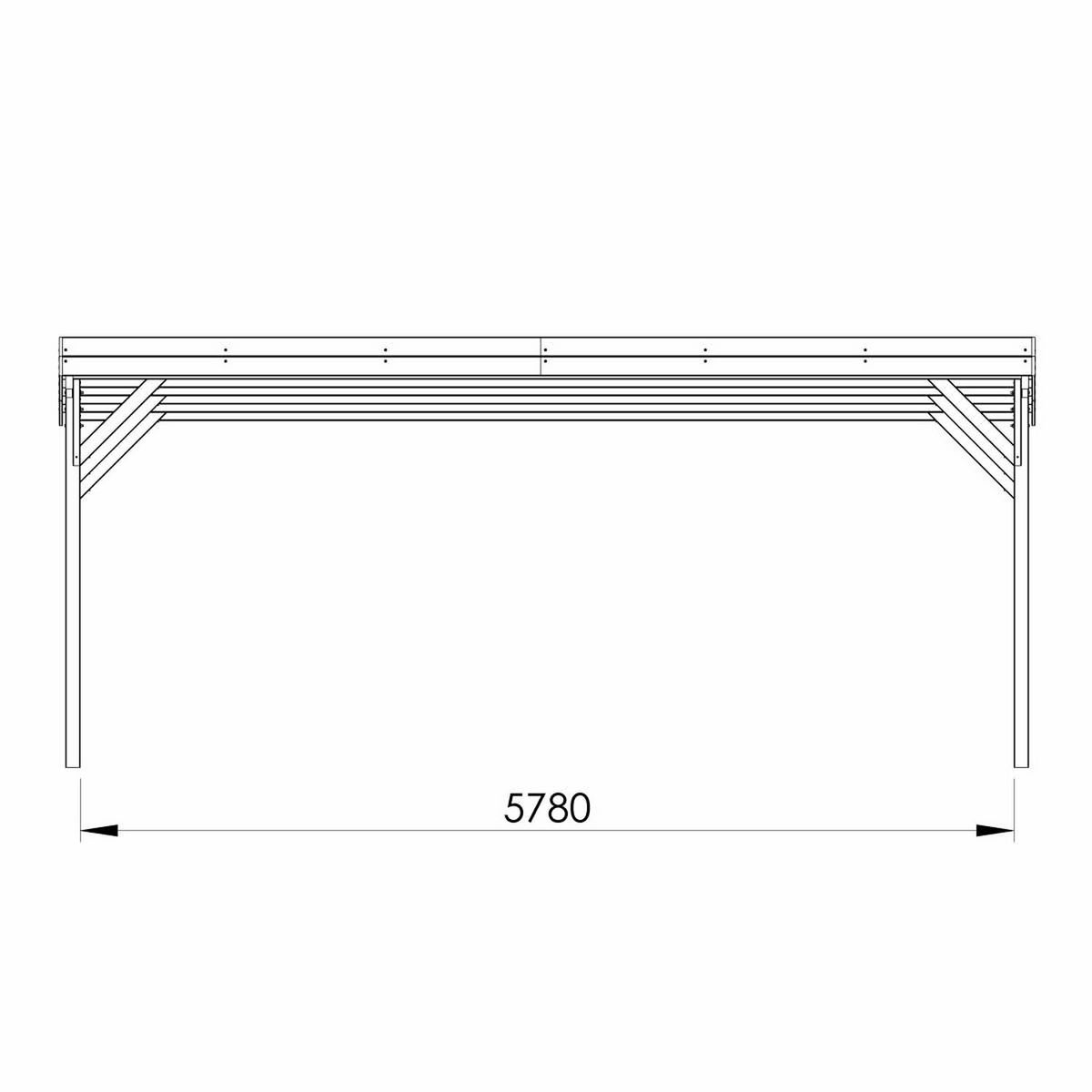 Forest Style Carport adossé toit plat - Bois traité autoclave - 2 voitures - 30,9m² - JEAN