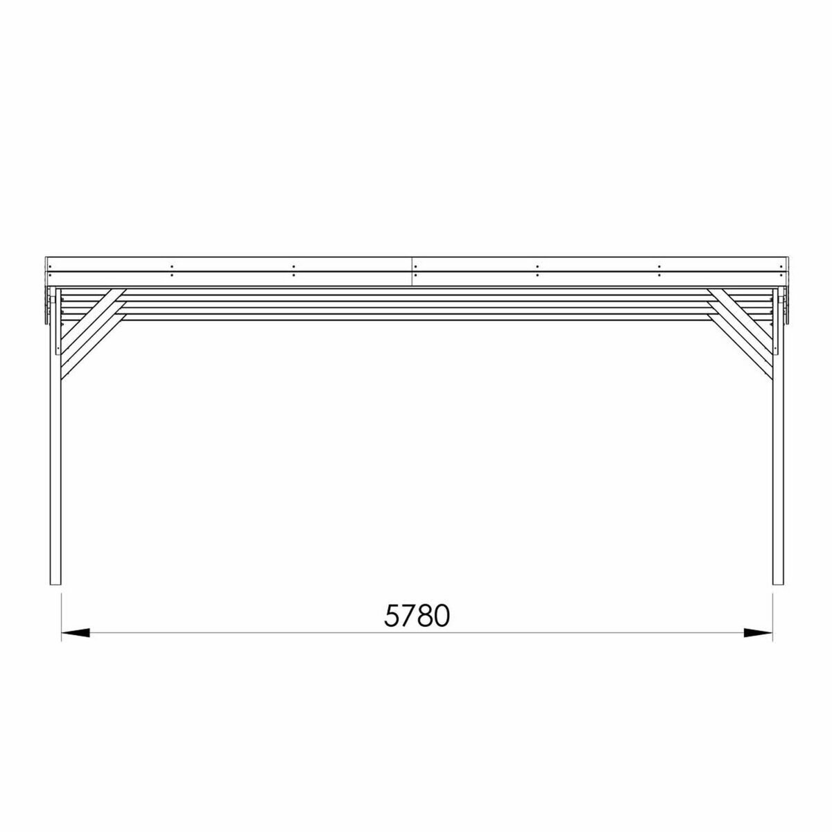 Forest Style Carport adossé toit plat - Bois traité autoclave - 2 voitures - 30,9m² - JEAN