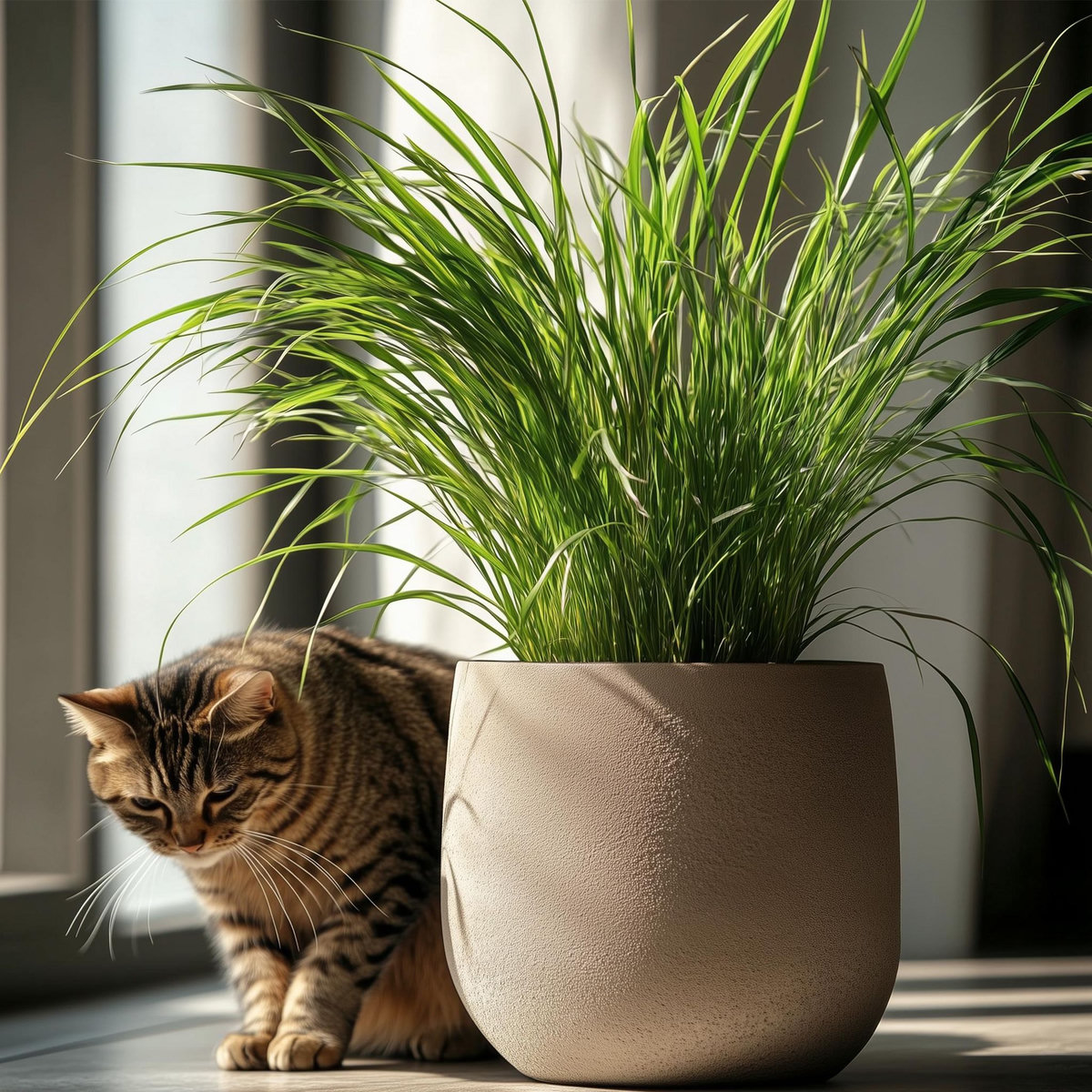 PLANT IN A BOX Herbe à chat - Set de 4 - Cyperus zumula - Hauteur 30-40cm - ⌀12cm