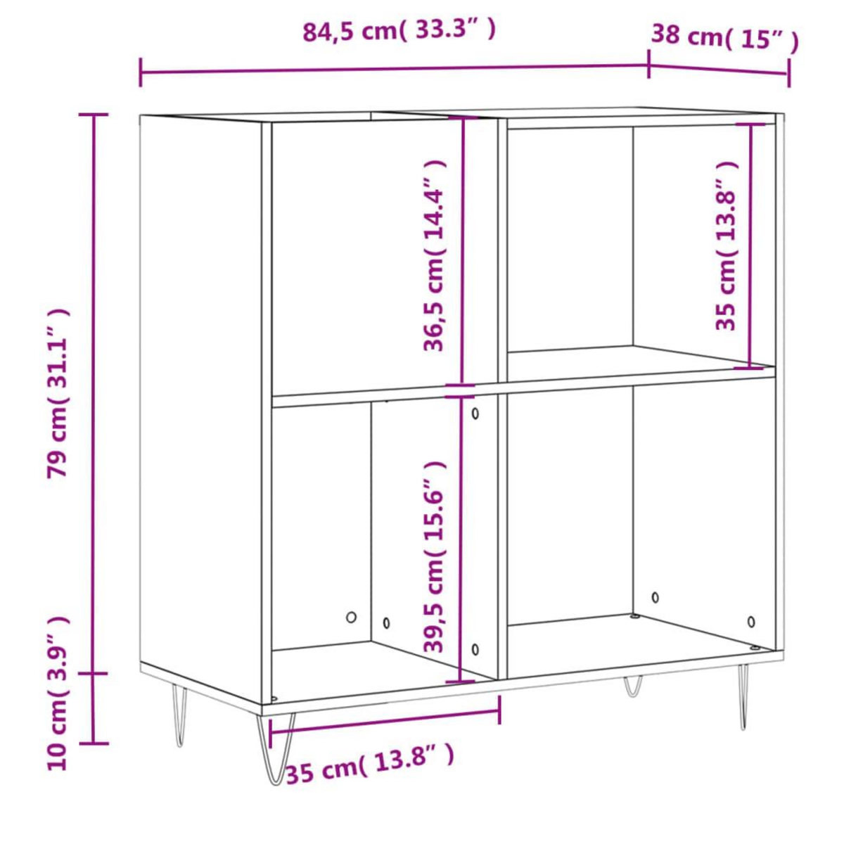 VIDAXL Armoire a disques chene fume 84,5x38x89 cm bois d'ingenierie